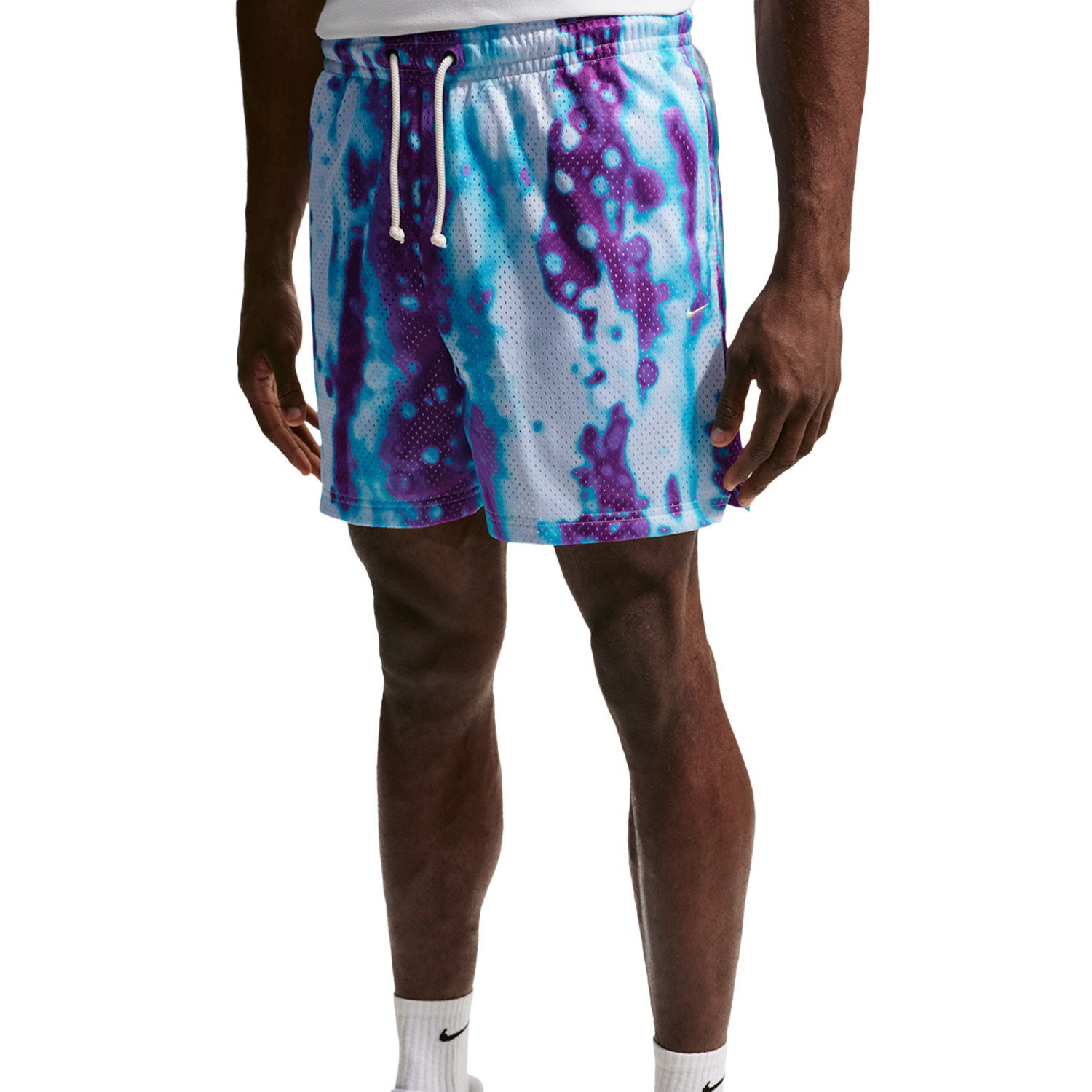 Nike Dri-FIT 5 Inch Mesh Print Shorts - Men's - Pale Ivory/Football Grey