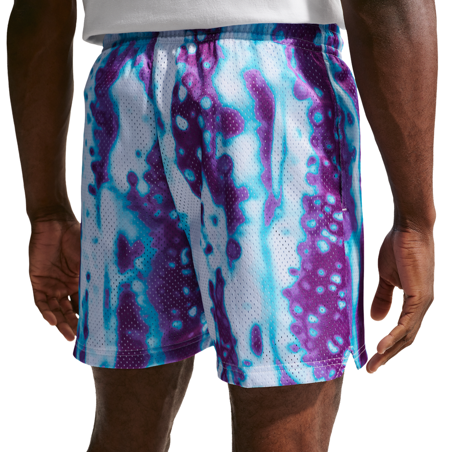 Nike Dri-FIT 5 Inch Mesh Print Shorts - Men's - Pale Ivory/Football Grey