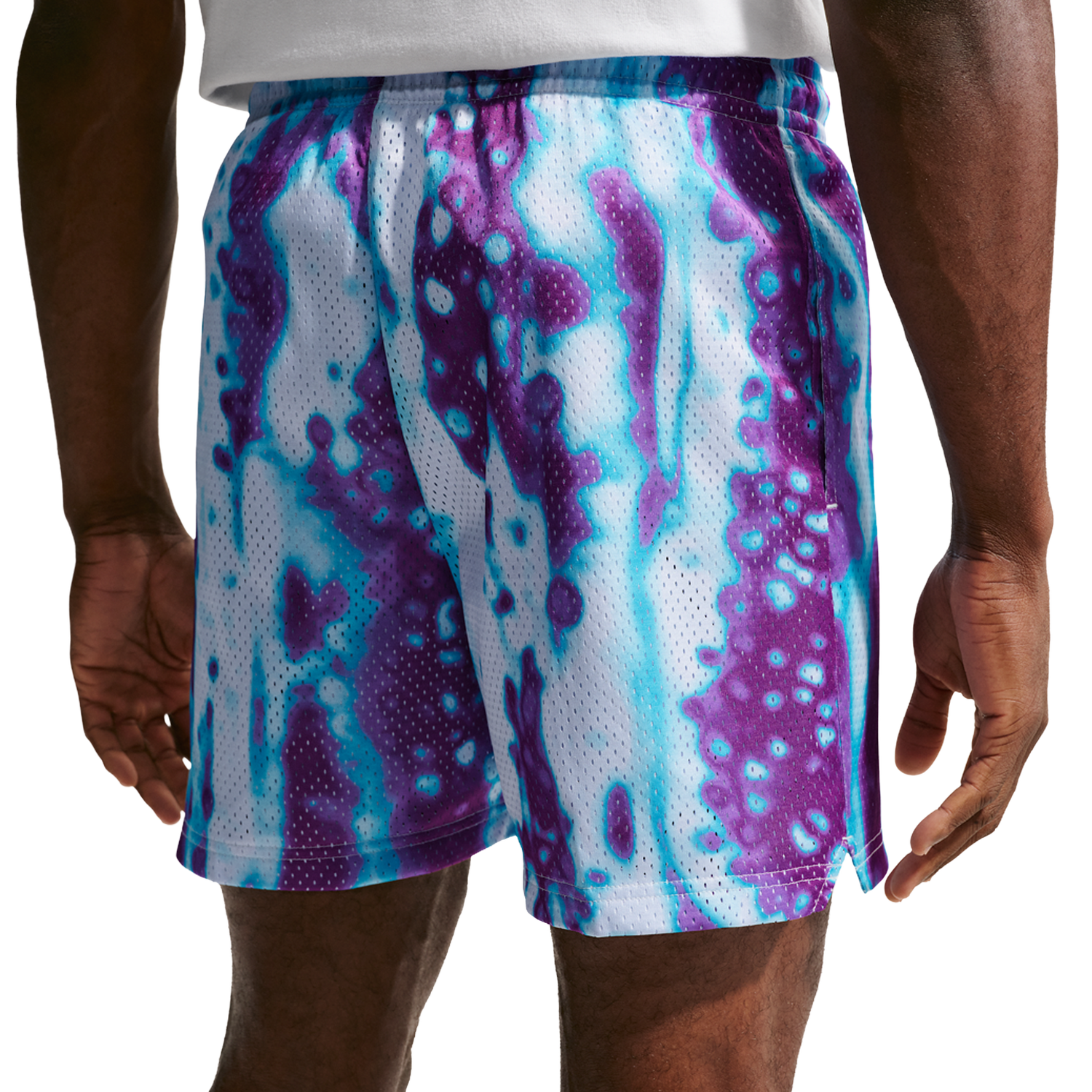 Nike Dri-FIT 5 Inch Mesh Print Shorts - Men's - Pale Ivory/Football Grey
