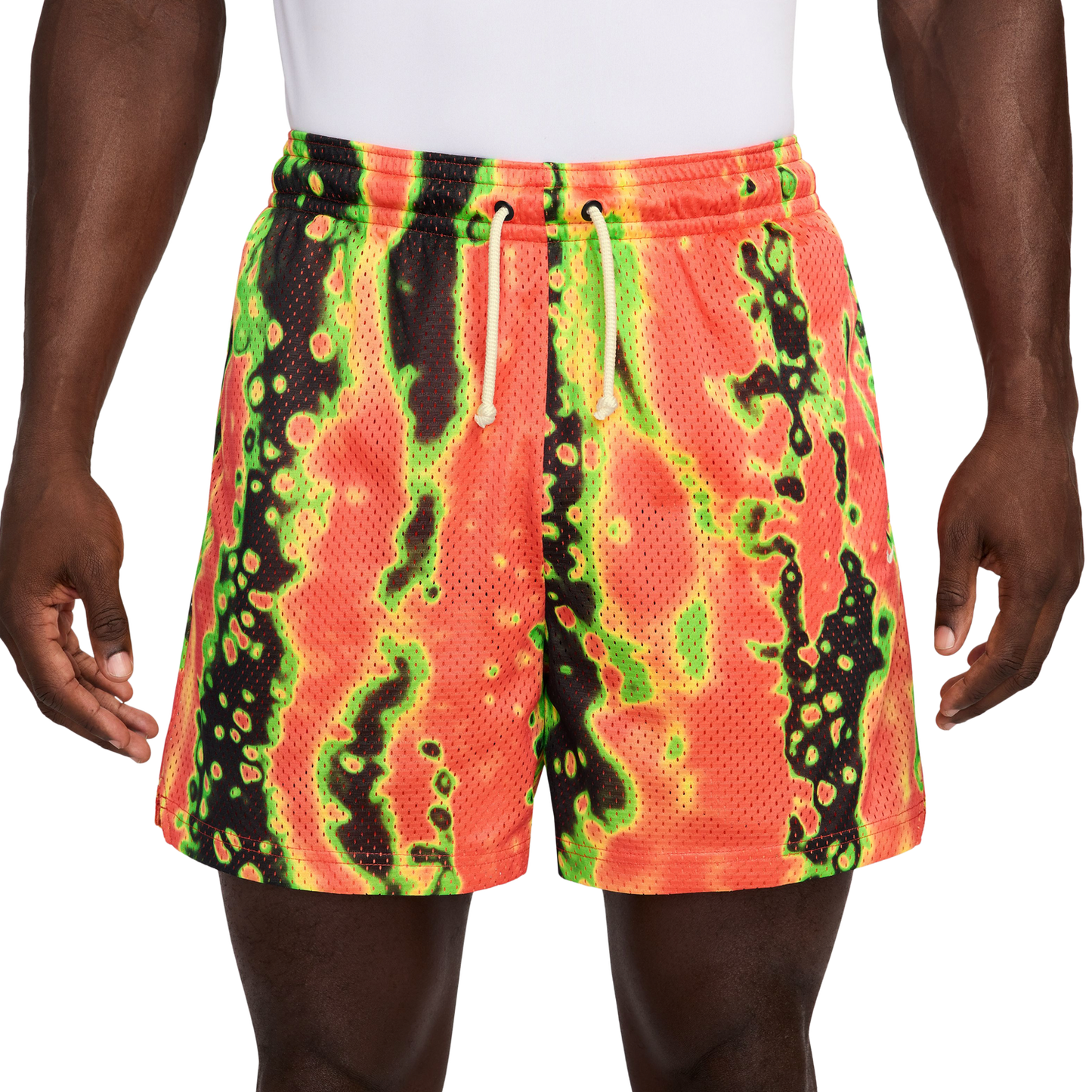 Nike Dri-FIT 5 Inch Mesh Print Shorts - Men's - Turf Orange/Pale Ivory