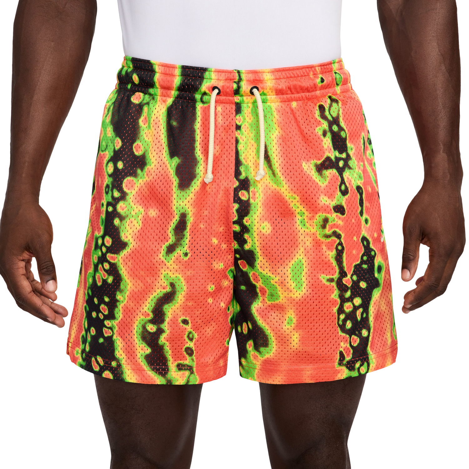 Nike Dri-FIT 5 Inch Mesh Print Shorts - Men's - Turf Orange/Pale Ivory