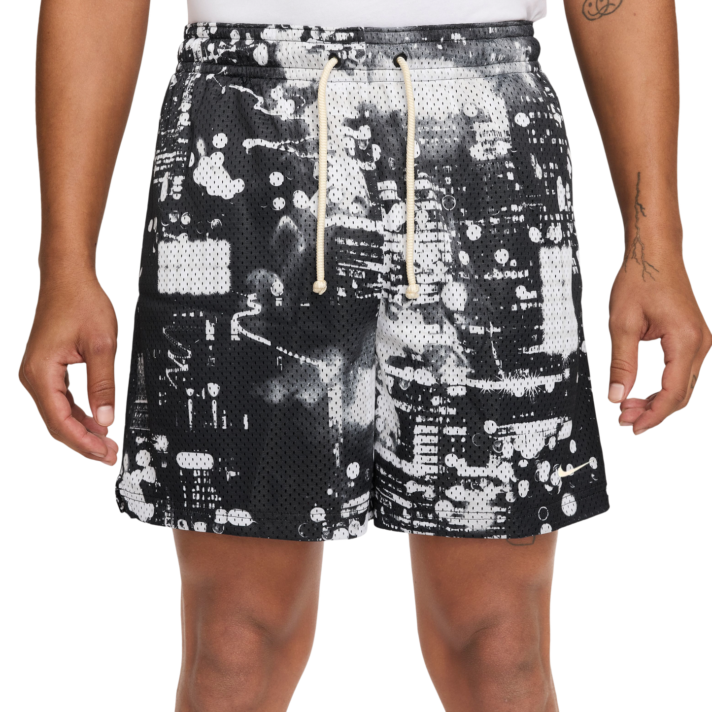 Nike Dri-FIT SI Practice Mesh AOP 5" Shorts - Men's - Black/White