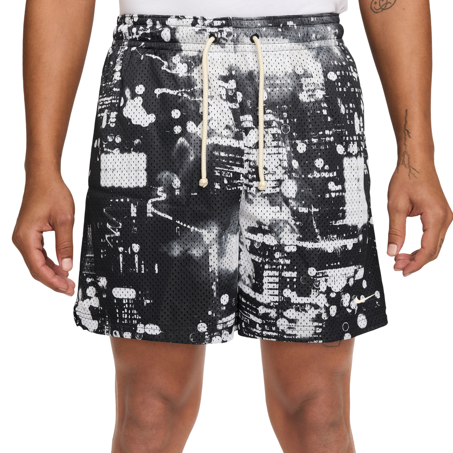 Nike Dri-FIT SI Practice Mesh AOP 5" Shorts - Men's - Black/White
