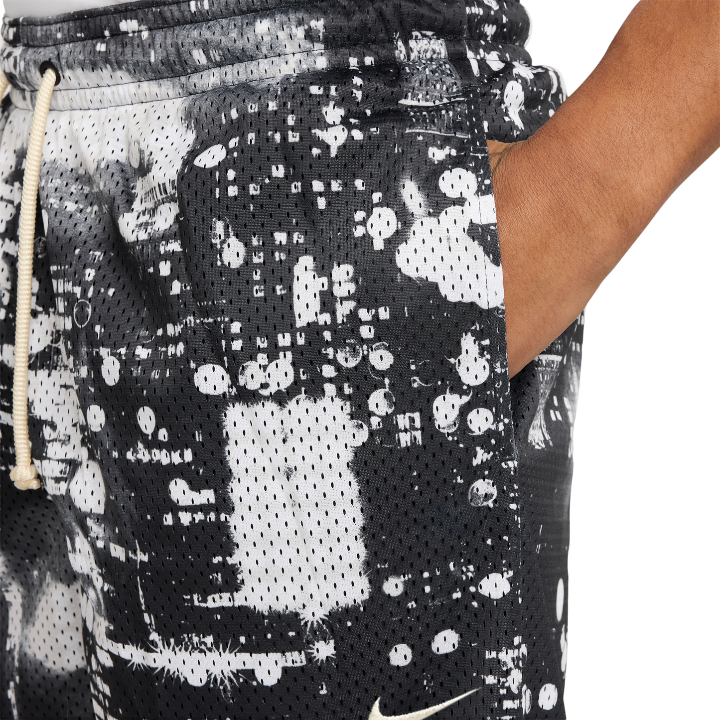 Nike Dri-FIT SI Practice Mesh AOP 5" Shorts - Men's - Black/White