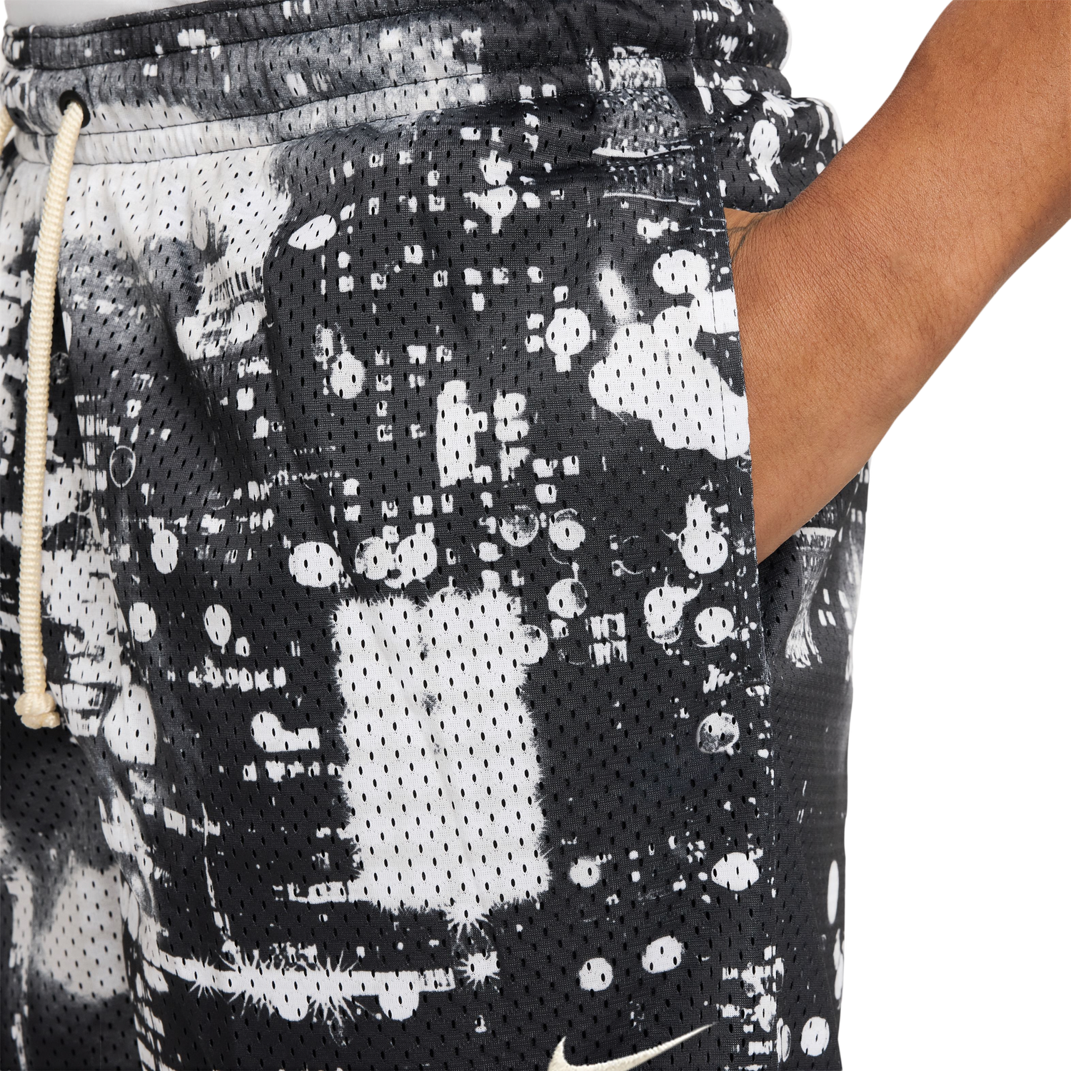Nike Dri-FIT SI Practice Mesh AOP 5" Shorts - Men's - Black/White