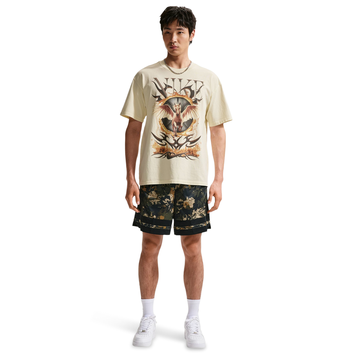 Nike Dri-FIT Game Classic AOP 8" Shorts - Men's - Parachute Beige/Black