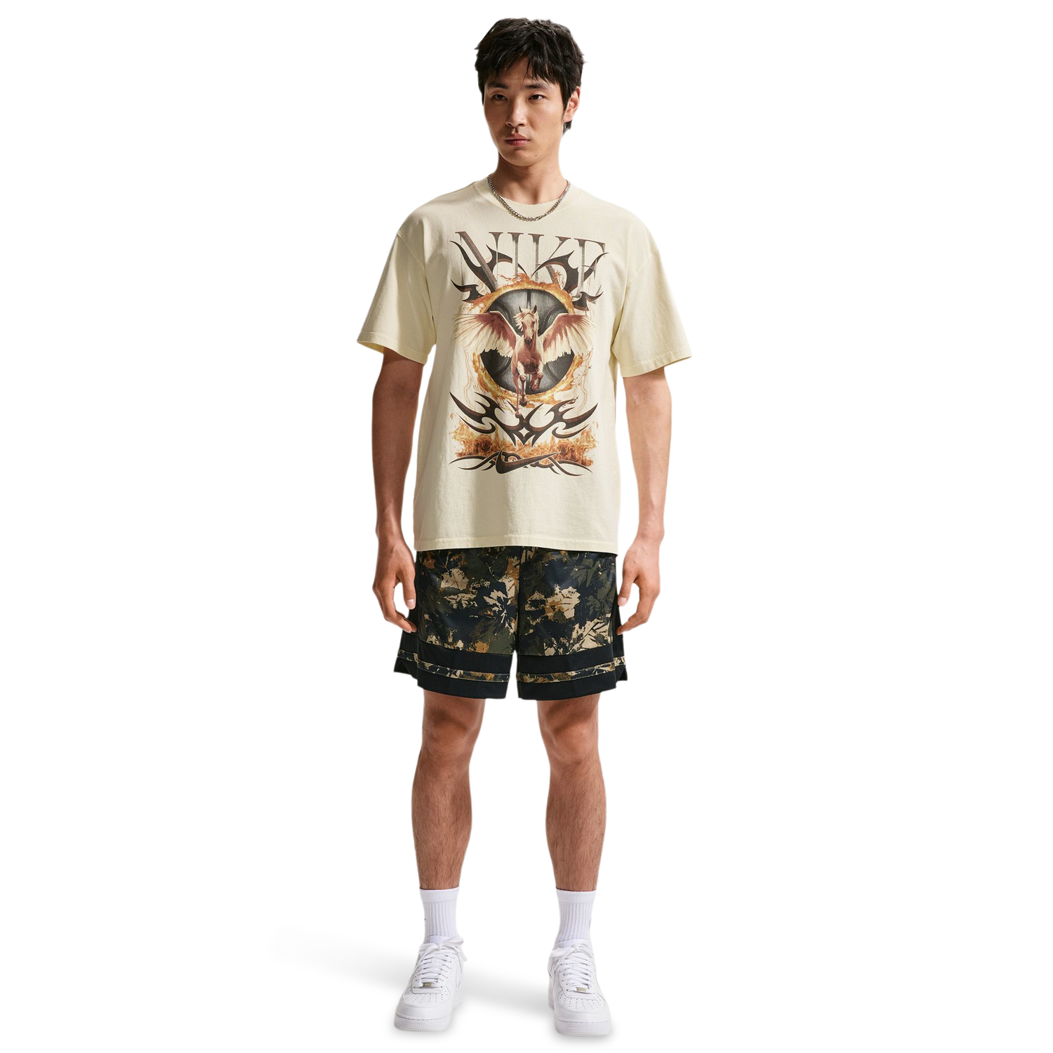 Nike Dri-FIT Game Classic AOP 8" Shorts - Men's - Parachute Beige/Black