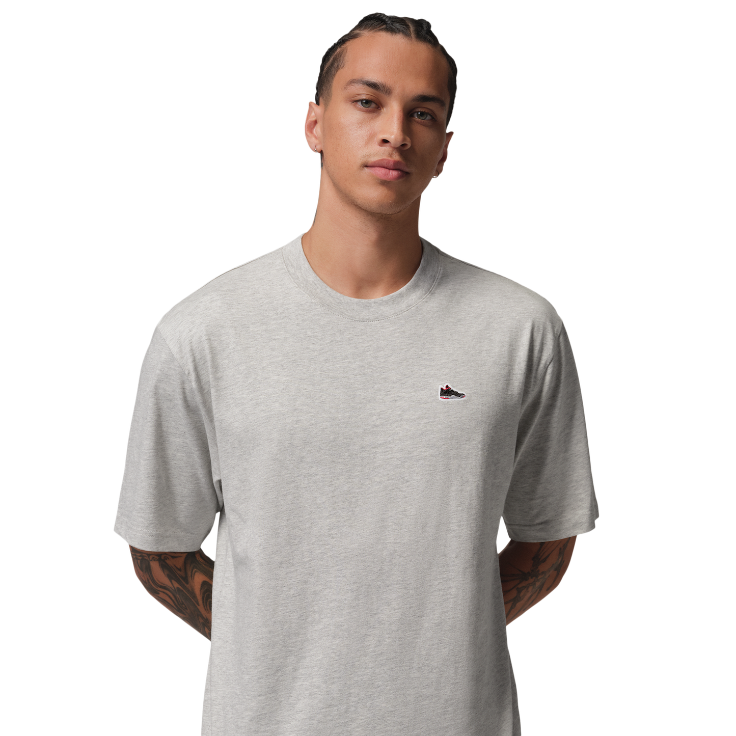 Jordan Sneaker Patch Short Sleeve Crew - Men's - Grey