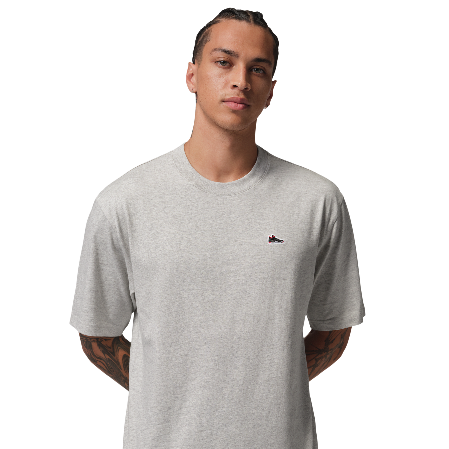 Jordan Sneaker Patch Short Sleeve Crew - Men's - Grey