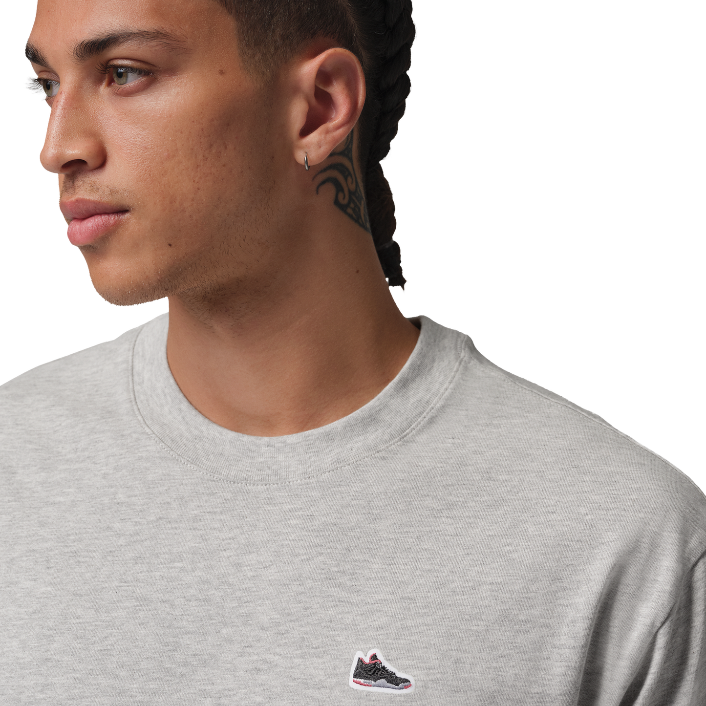 Jordan Sneaker Patch Short Sleeve Crew - Men's - Grey