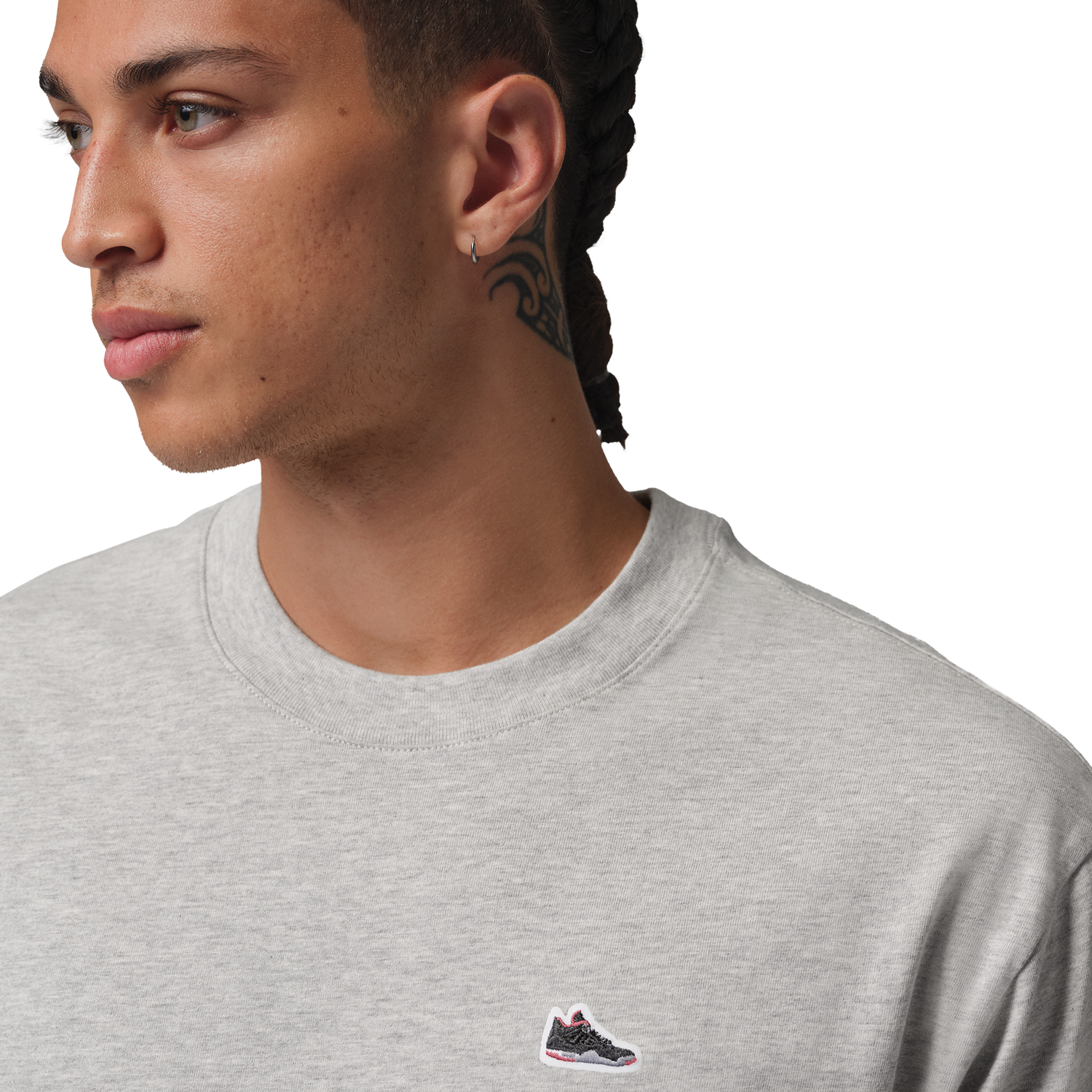 Jordan Sneaker Patch Short Sleeve Crew - Men's - Grey