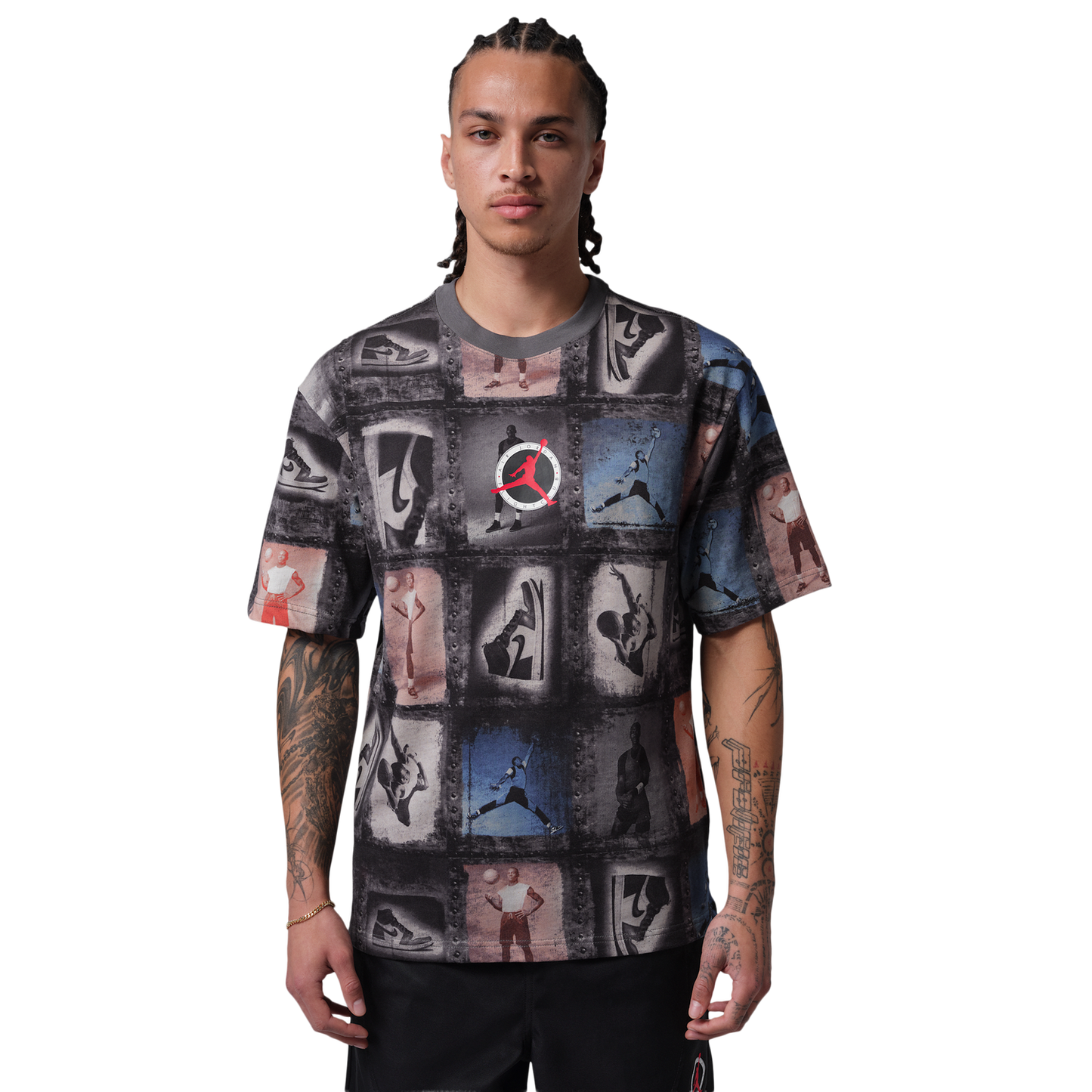 Jordan Flight Club Short Sleeve Crew - Men's - Black/Multi