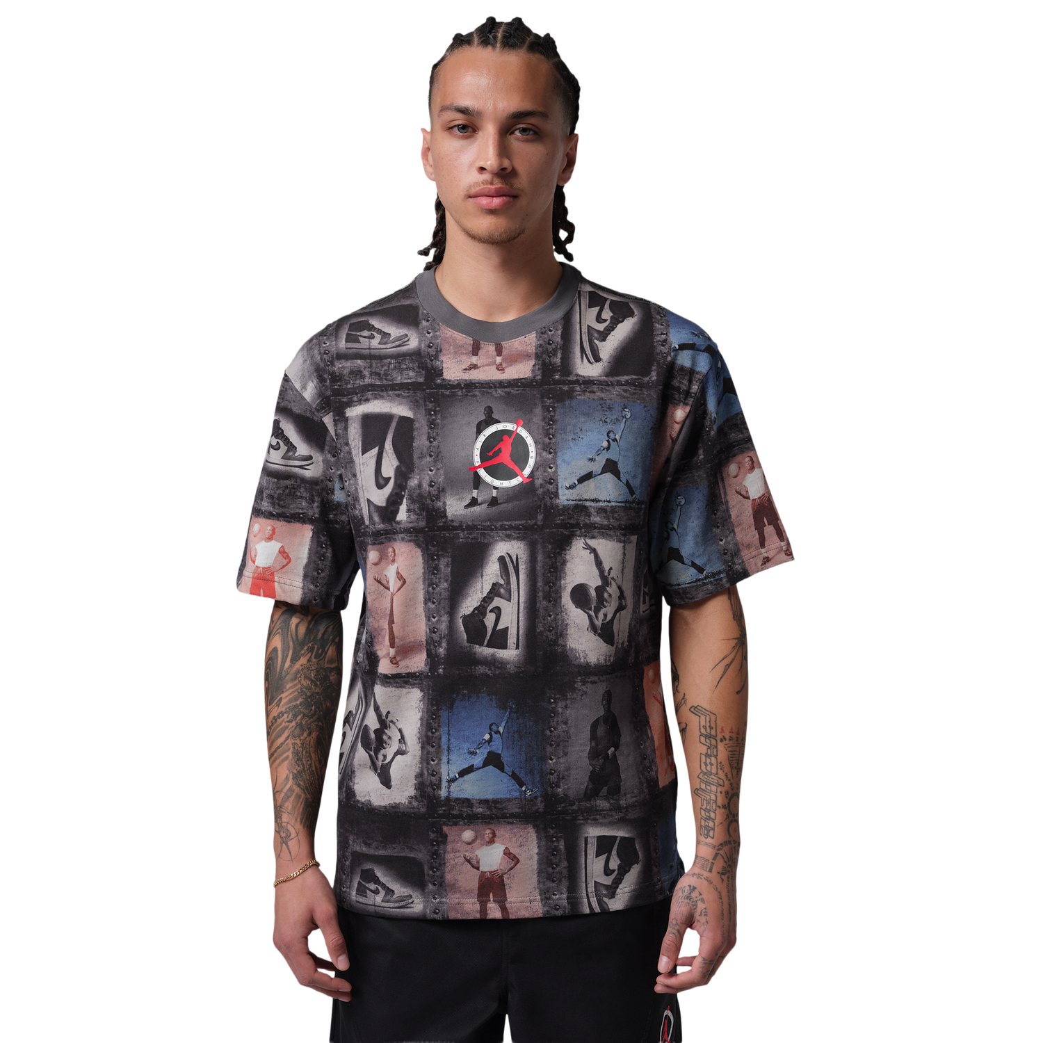 Jordan Flight Club Short Sleeve Crew - Men's - Black/Multi