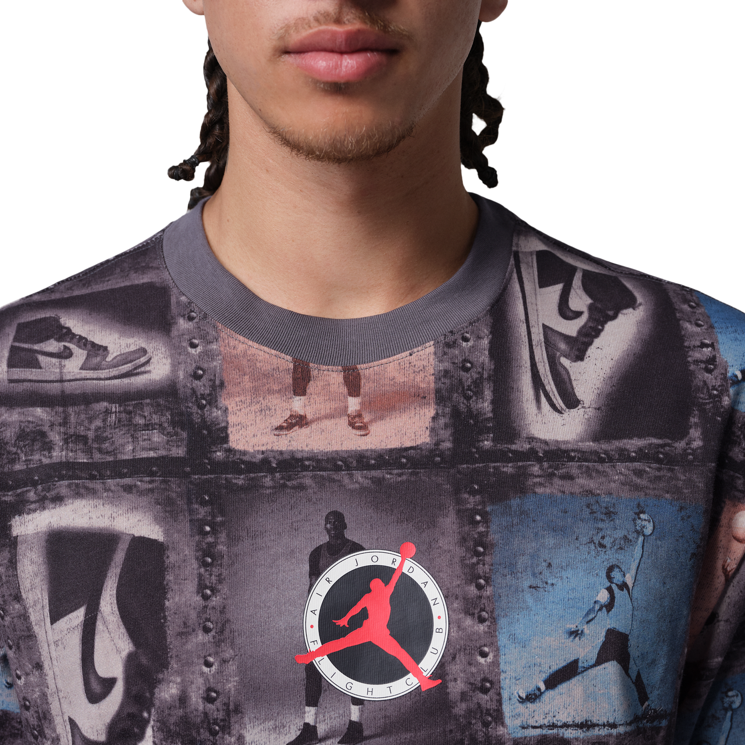 Jordan Flight Club Short Sleeve Crew - Men's - Black/Multi