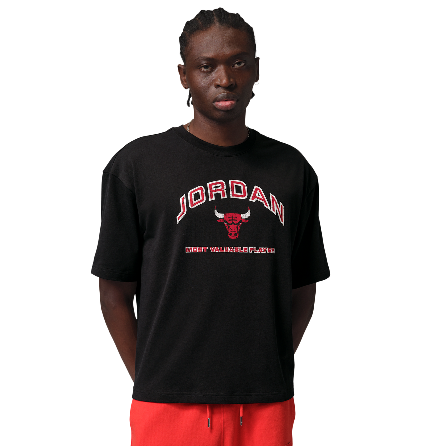 Jordan Flight Essential Boxy Graphic Short Sleeve Crew - Men's - Black/University Red