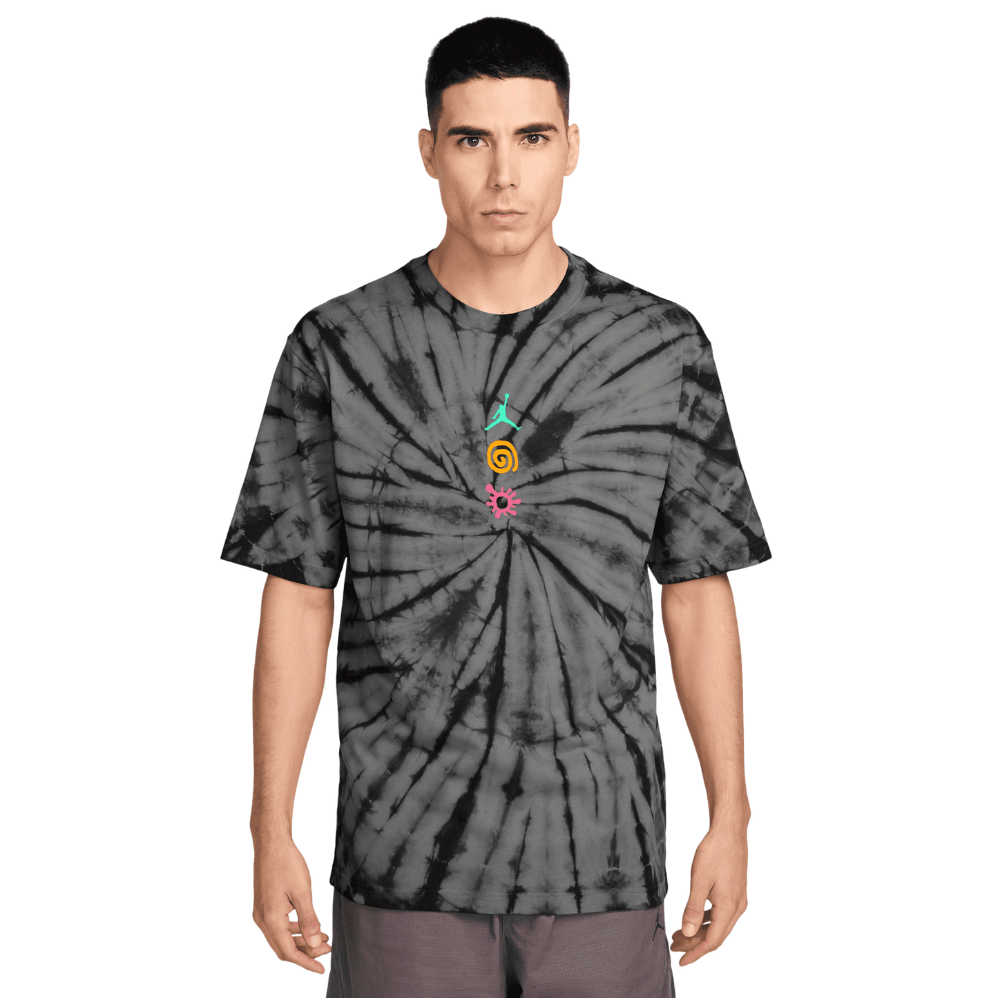 Jordan Brooklyn Tie Dye Festival Short Sleeve Crew - Men's - Iron Grey/Black
