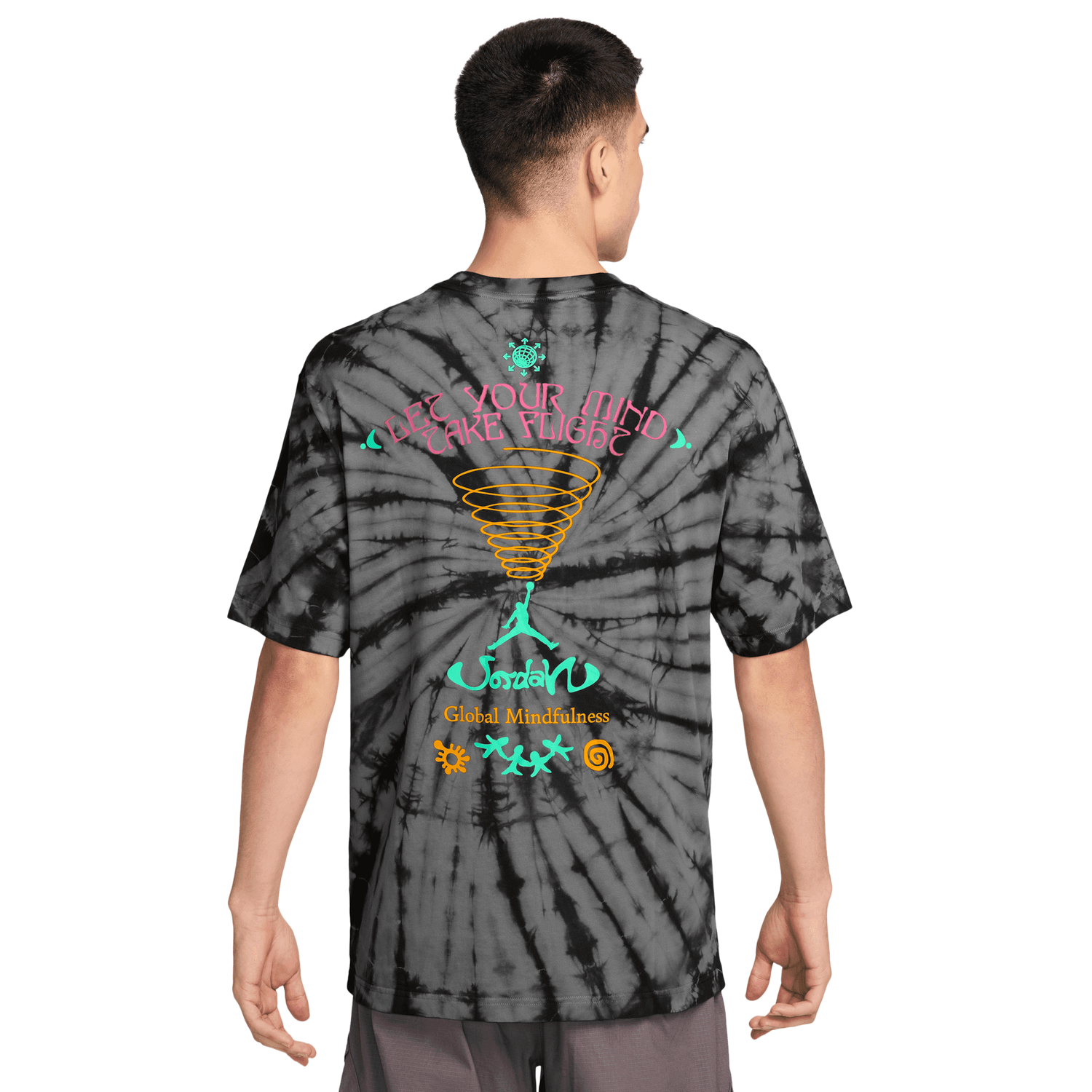 Jordan Brooklyn Tie Dye Festival Short Sleeve Crew - Men's - Iron Grey/Black