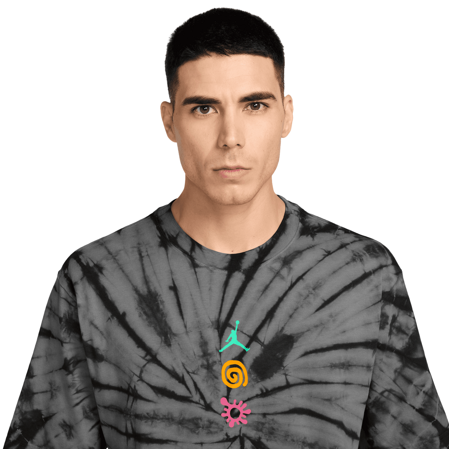 Jordan Brooklyn Tie Dye Festival Short Sleeve Crew - Men's - Iron Grey/Black