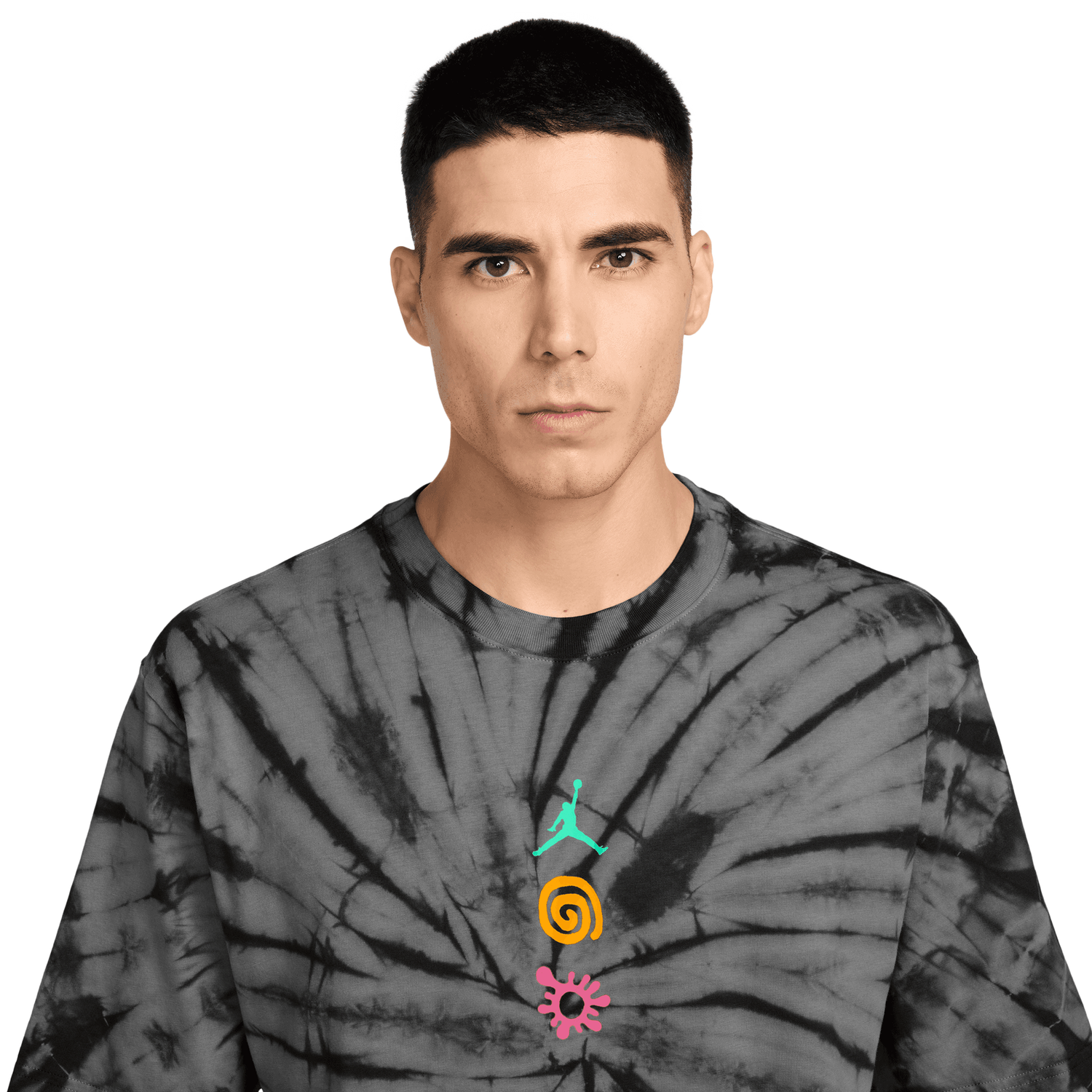 Jordan Brooklyn Tie Dye Festival Short Sleeve Crew - Men's - Iron Grey/Black