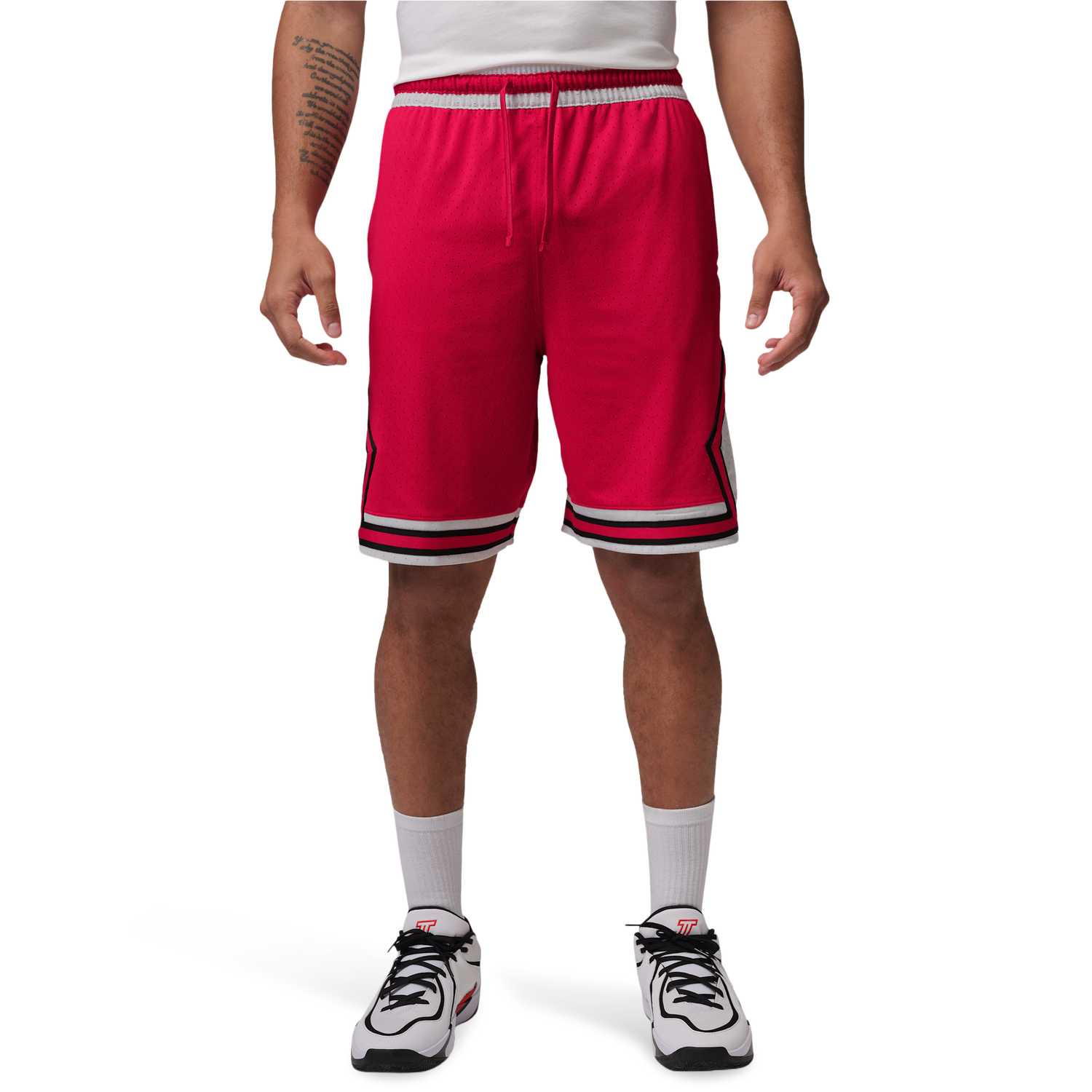 Jordan Dri-FIT SPT 9" Diamond Shorts - Men's - White/Gym Red (F5832687)