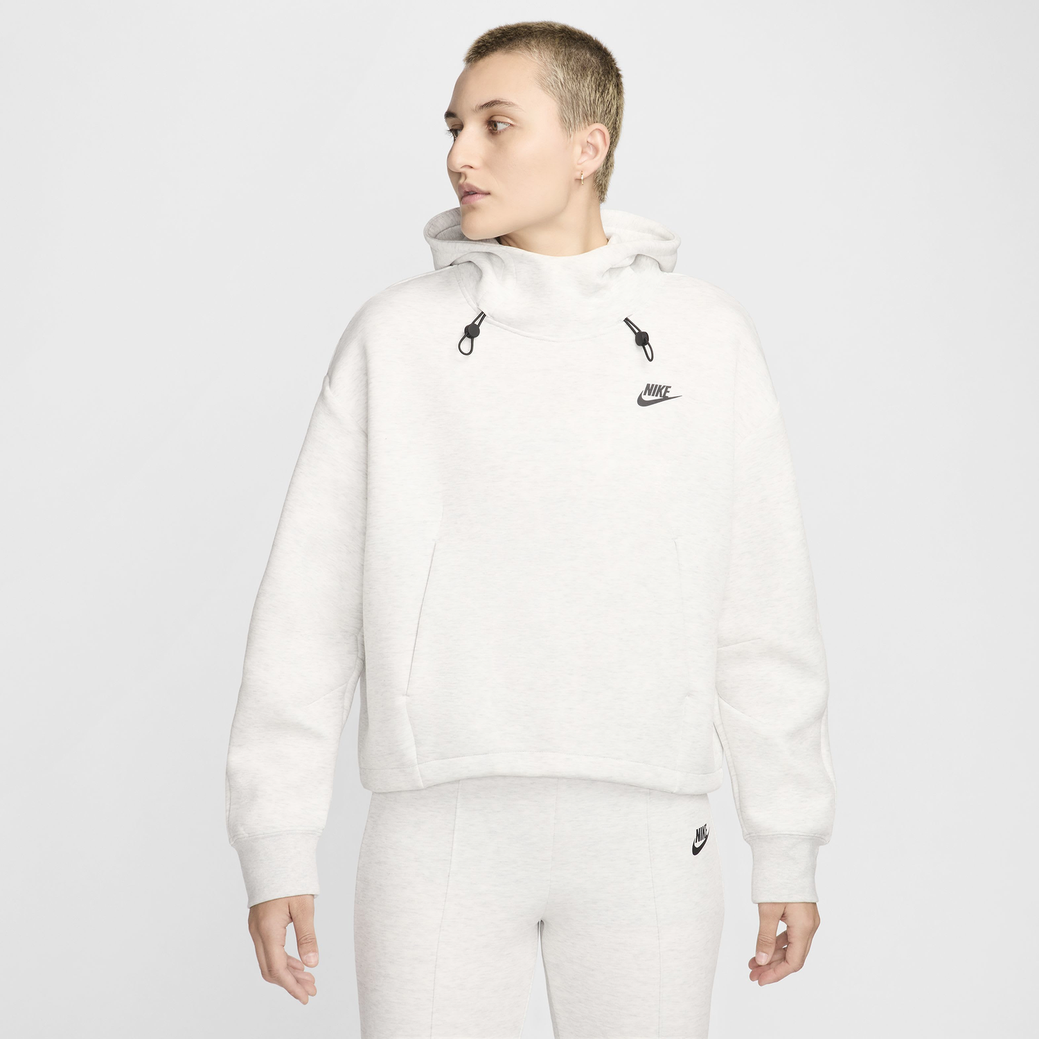 Nike NSW Tech Fleece OS Hoodie - Women's - Light Grey/Heather/Black