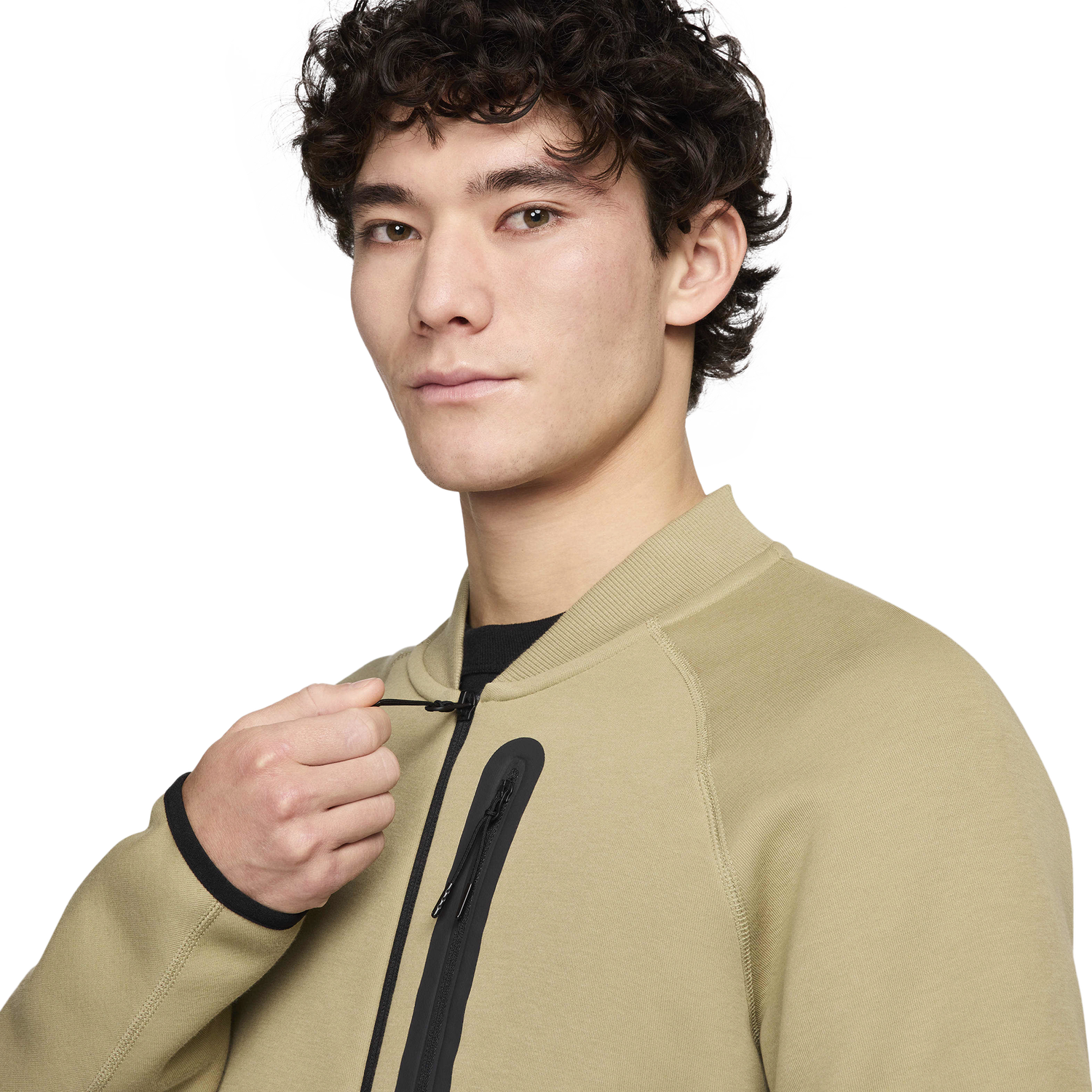 Nike Tech Fleece Bomber Jacket - Men's - Black/Neutral Olive