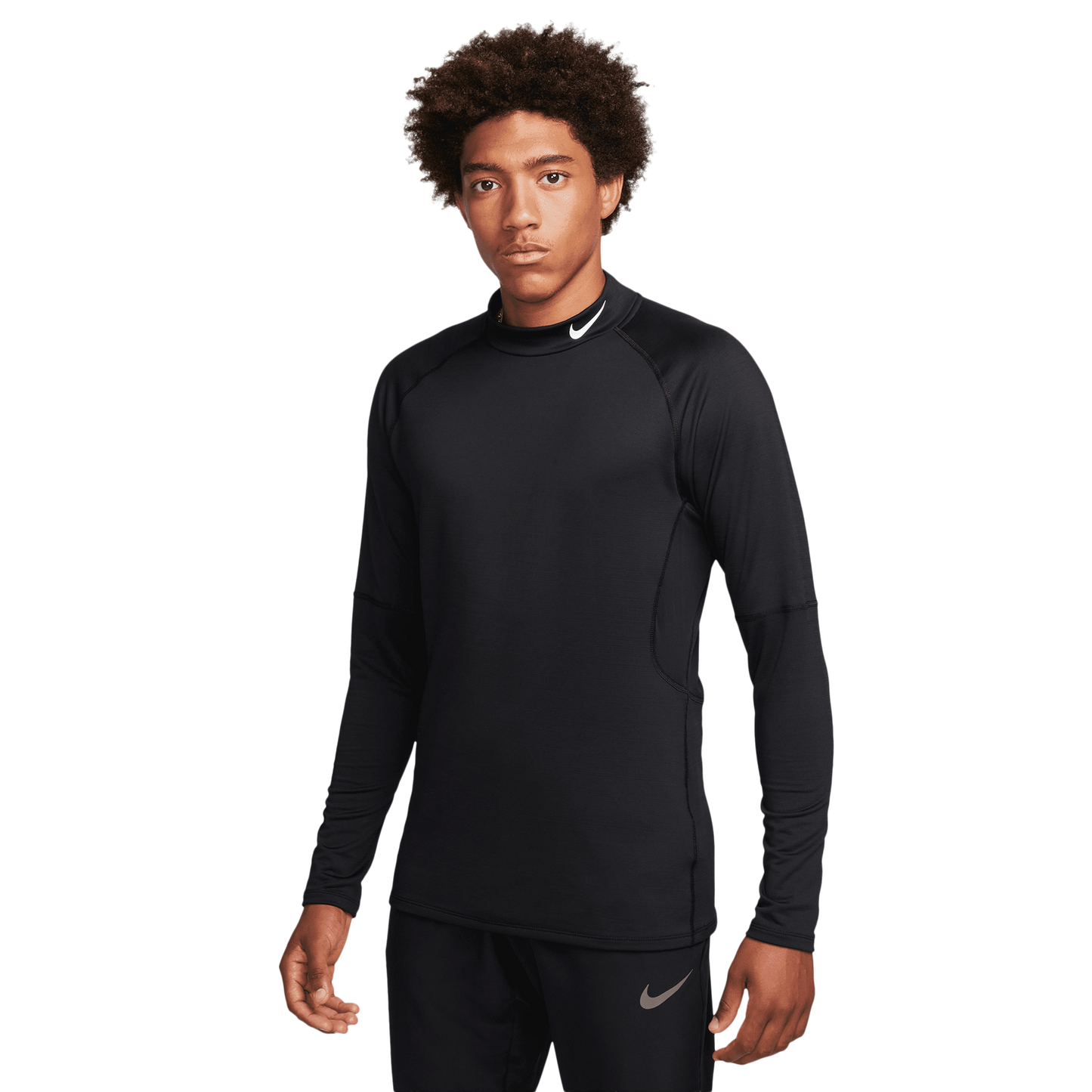Nike Pro Top Warm LS Mock - Men's - Black/White