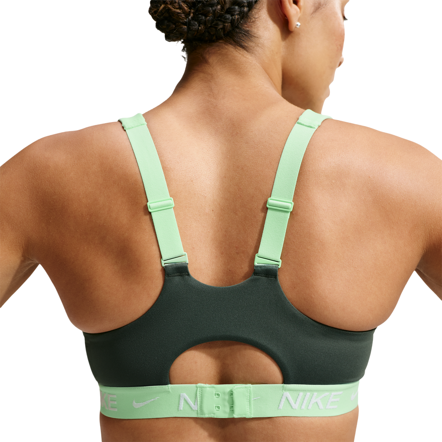 Nike Indy High DF Sports Bra - Women's - Camo Green/Cucumber Calm