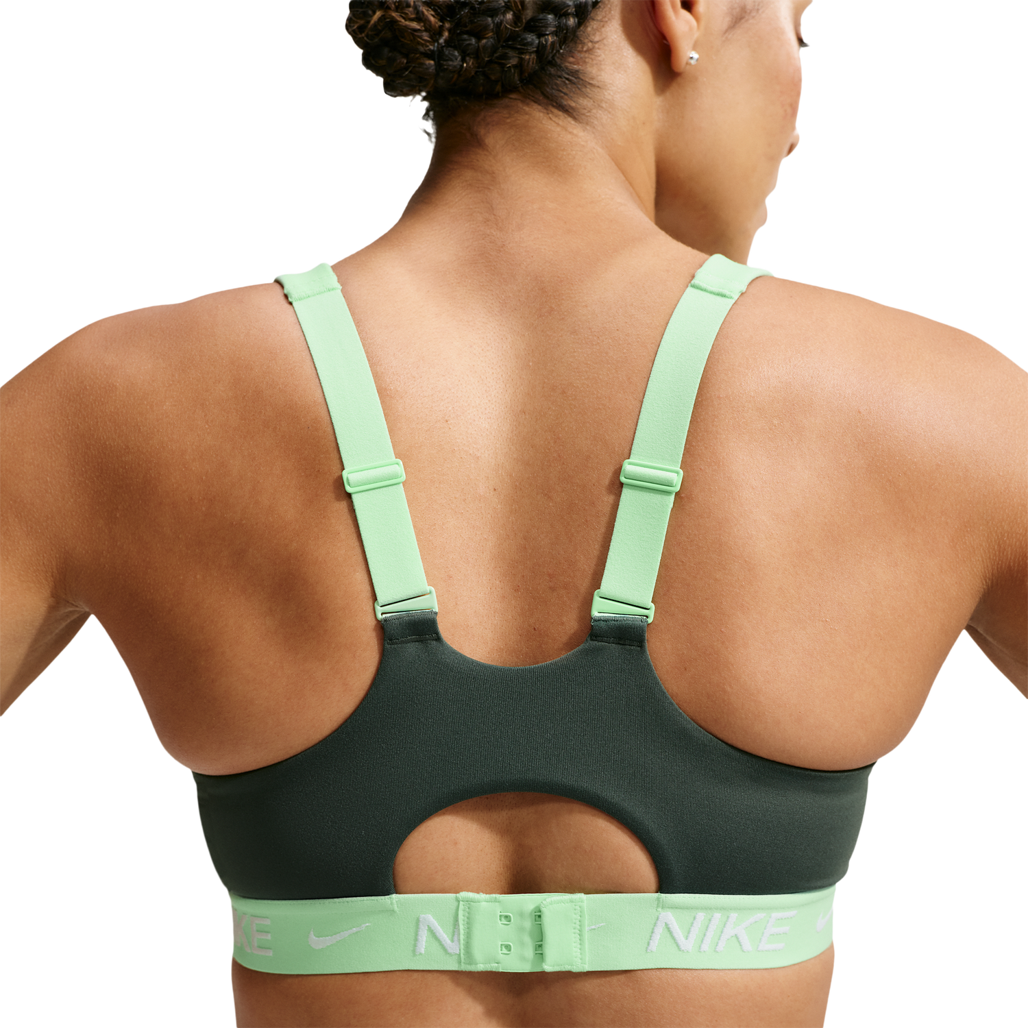 Nike Indy High DF Sports Bra - Women's - Camo Green/Cucumber Calm