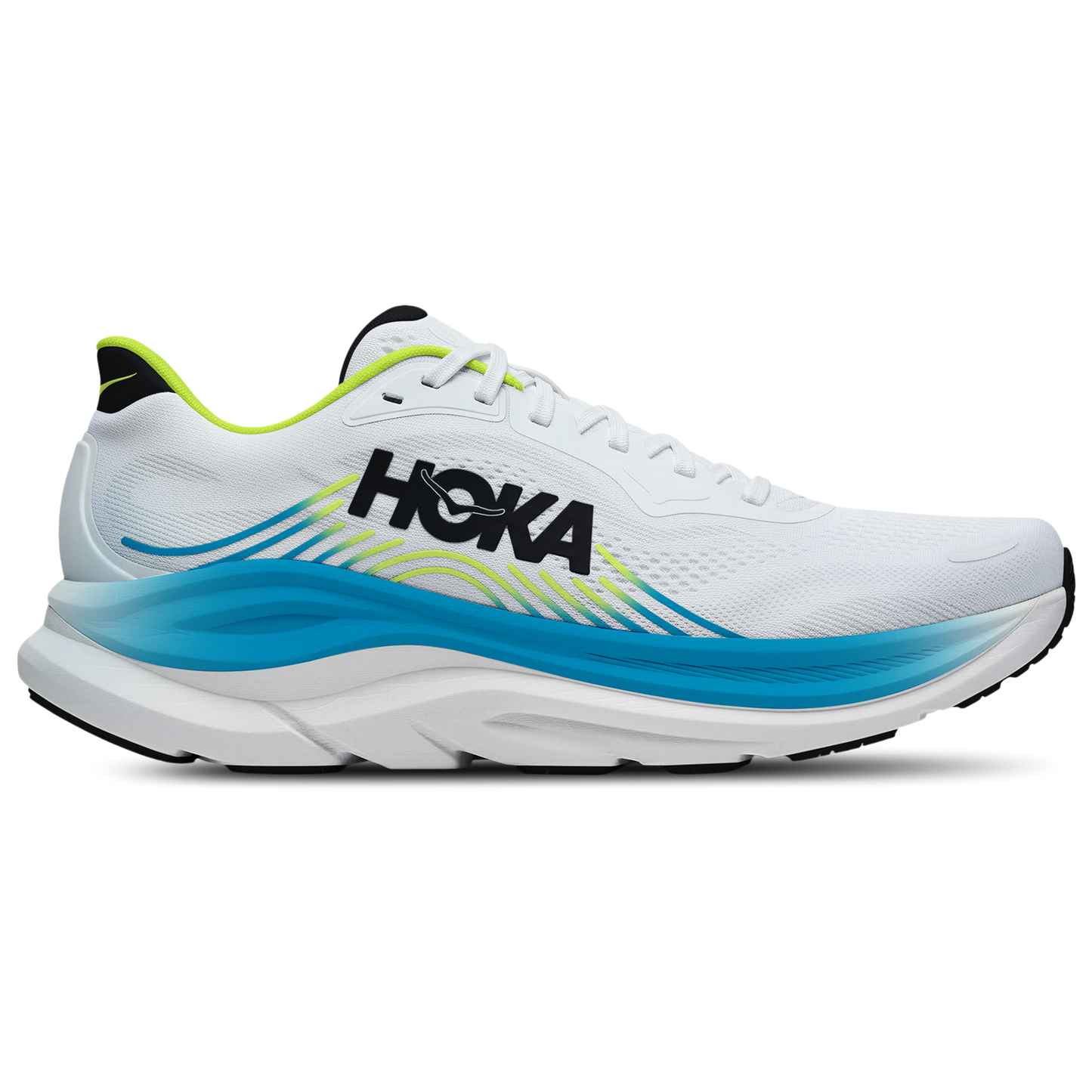 HOKA Clifton 11 - Men's - White/Blue/Yellow