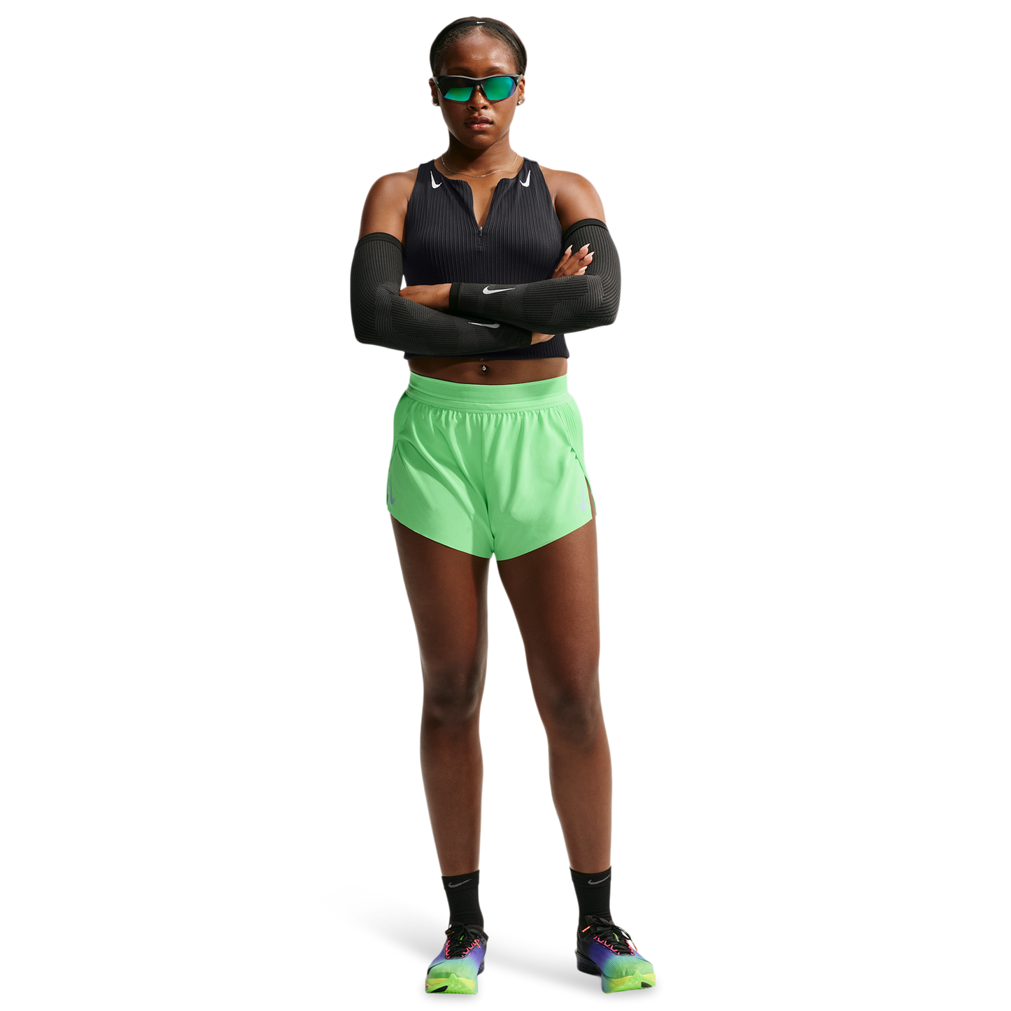 Nike AerOSwift Dri-FIT Adv Mid Rise 3In Short - Women's - Illusion Green/Black/White