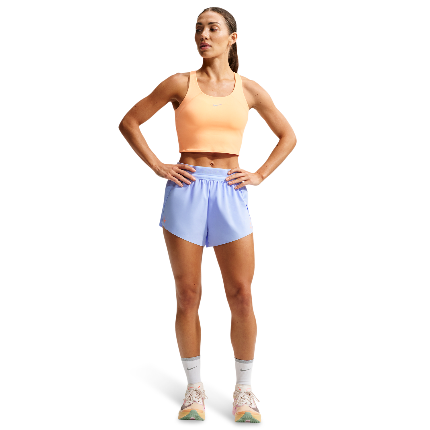 Nike AerOSwift Dri-FIT Adv Mid Rise 3In Short - Women's - Aluminum/Black/White