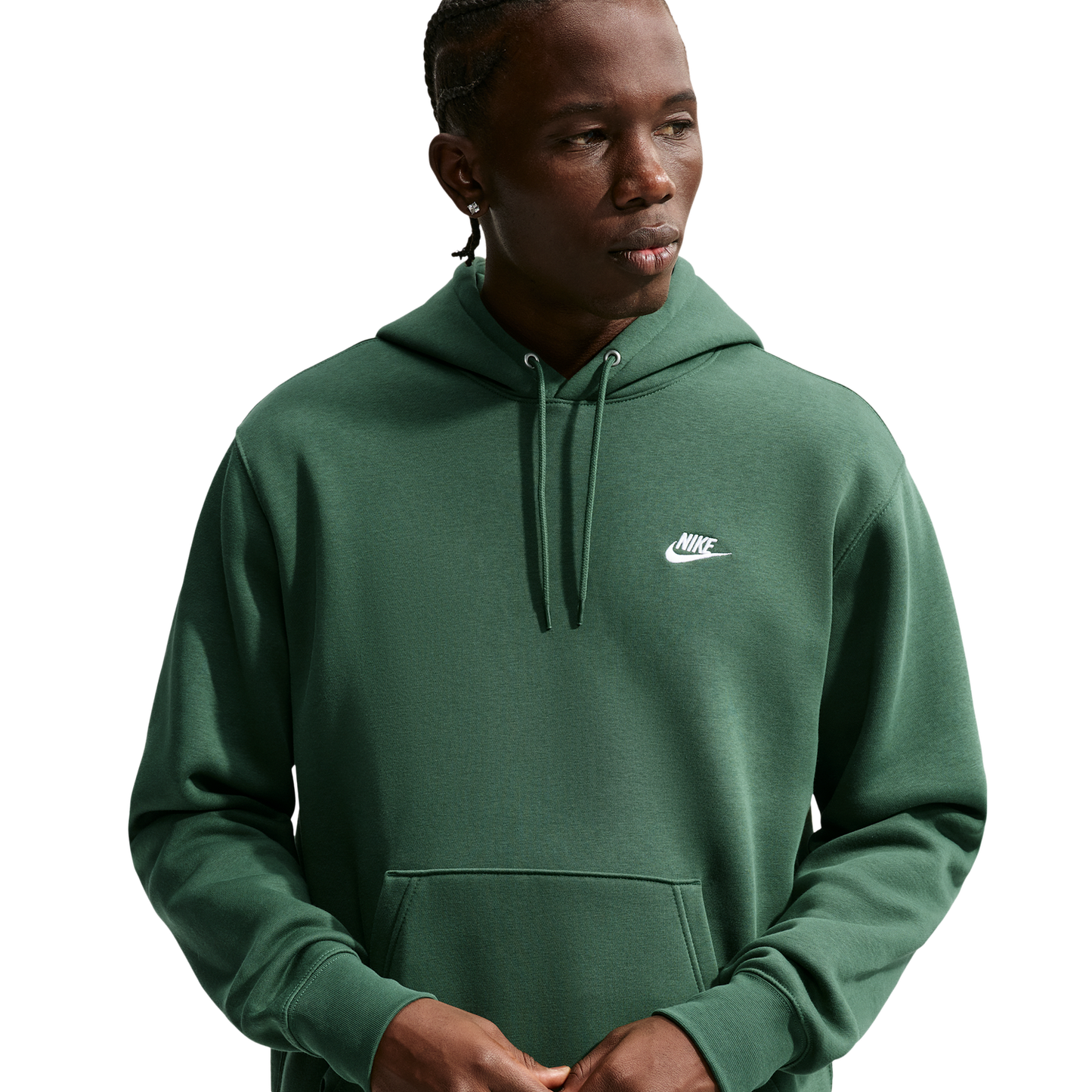Nike Club Pullover Hoodie - Men's - Fir/Fir/White