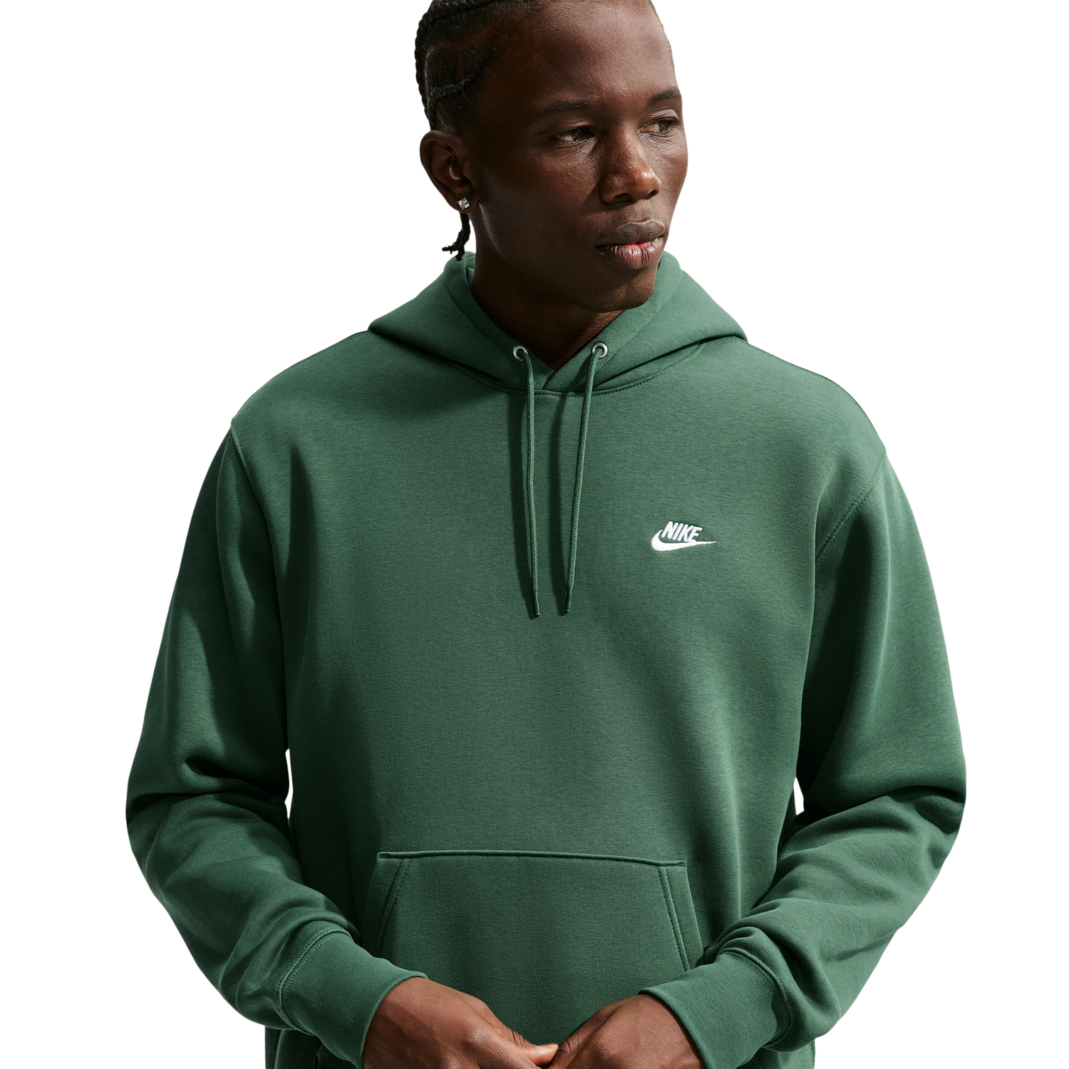 Nike Club Pullover Hoodie - Men's - Fir/Fir/White