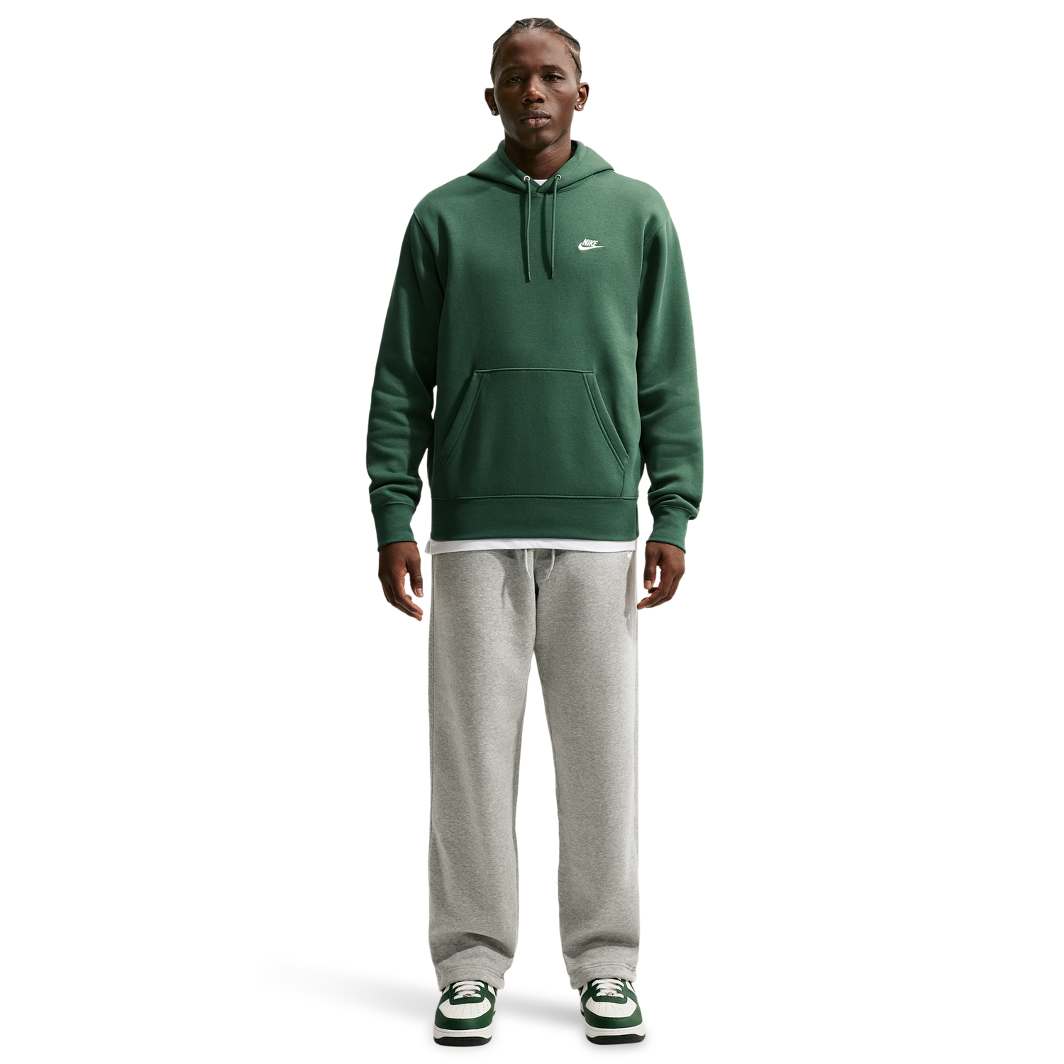 Nike Club Pullover Hoodie - Men's - Fir/Fir/White