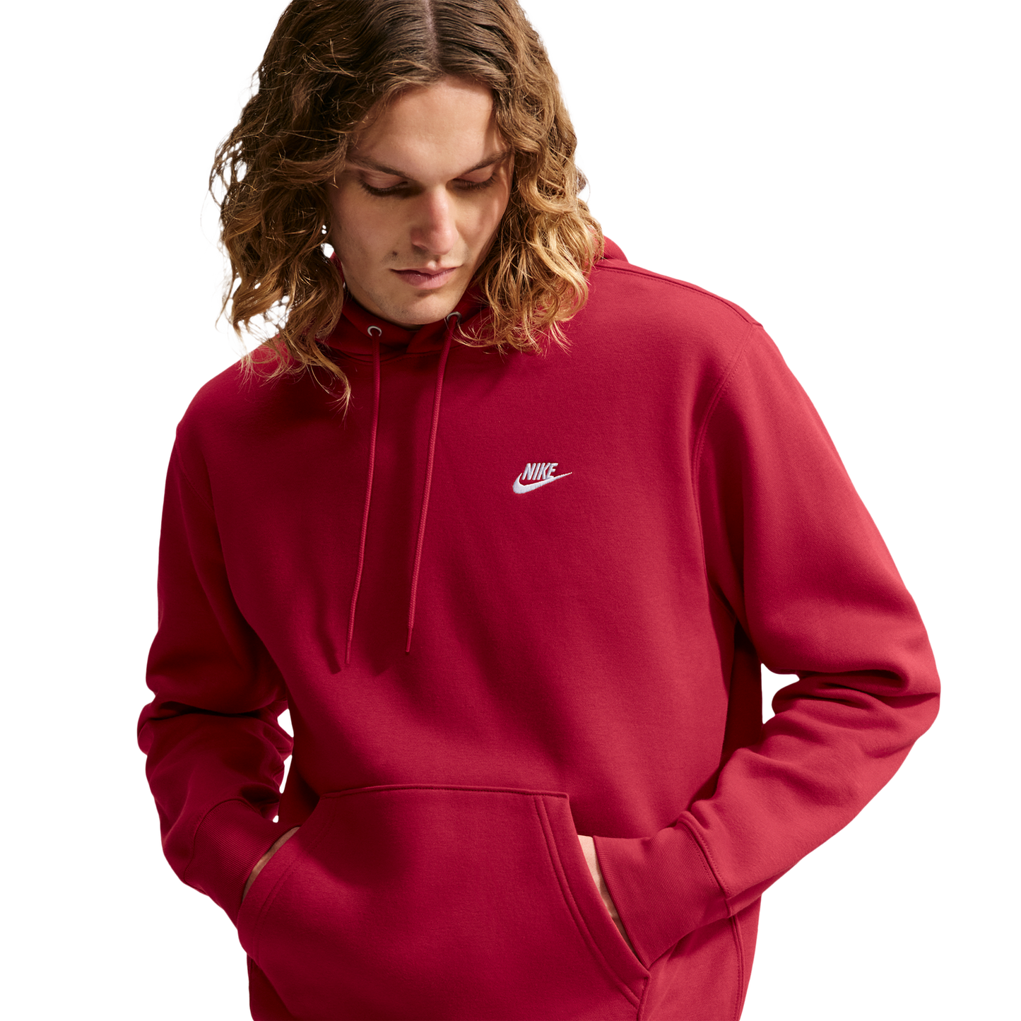 Nike Club Pullover Hoodie - Men's - Tough Red/Tough Red/White