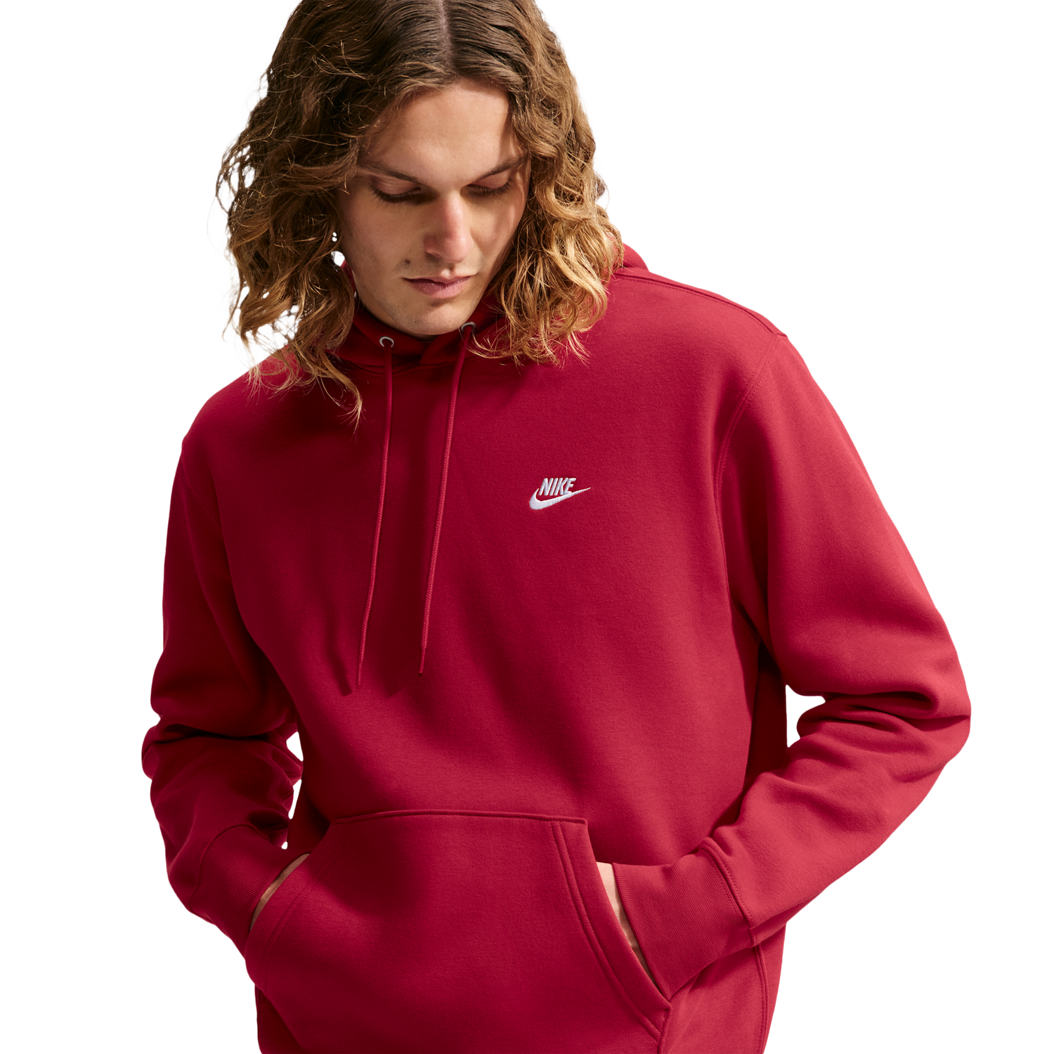 Nike Club Pullover Hoodie - Men's - Tough Red/Tough Red/White