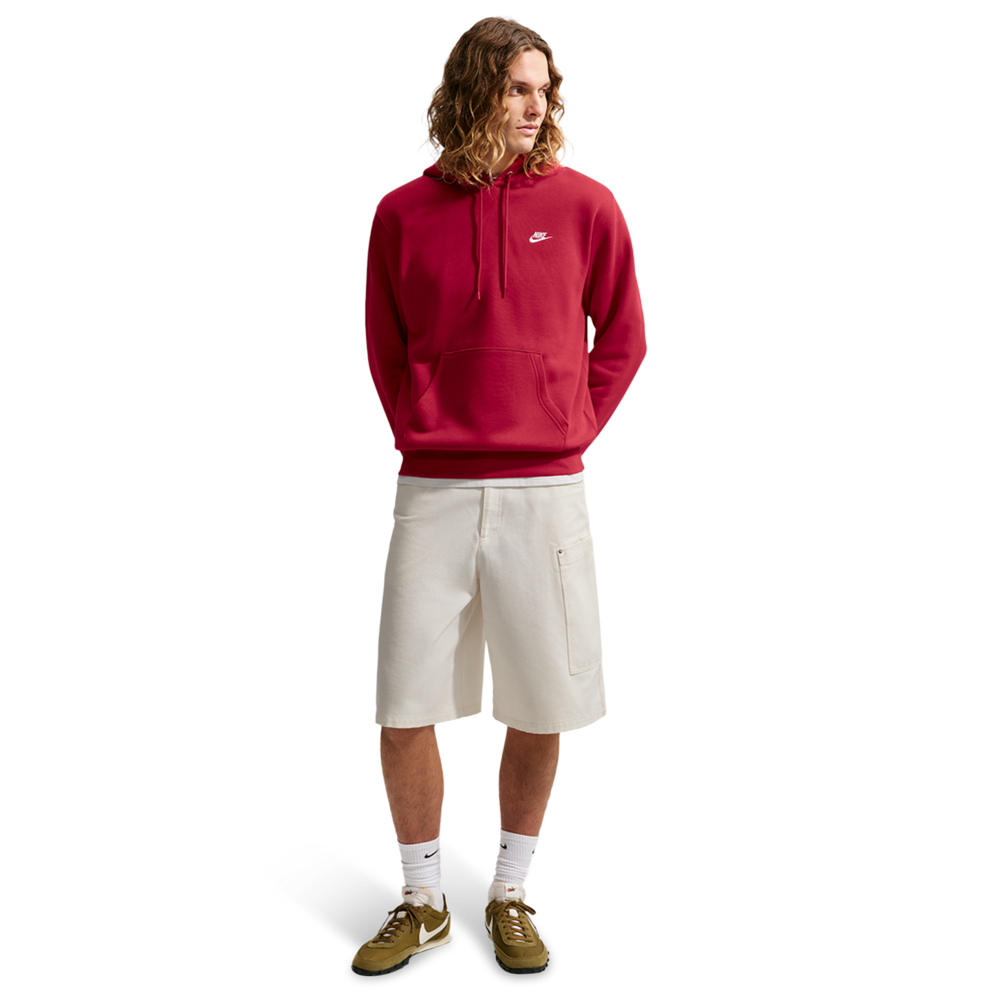Nike Club Pullover Hoodie - Men's - Tough Red/Tough Red/White