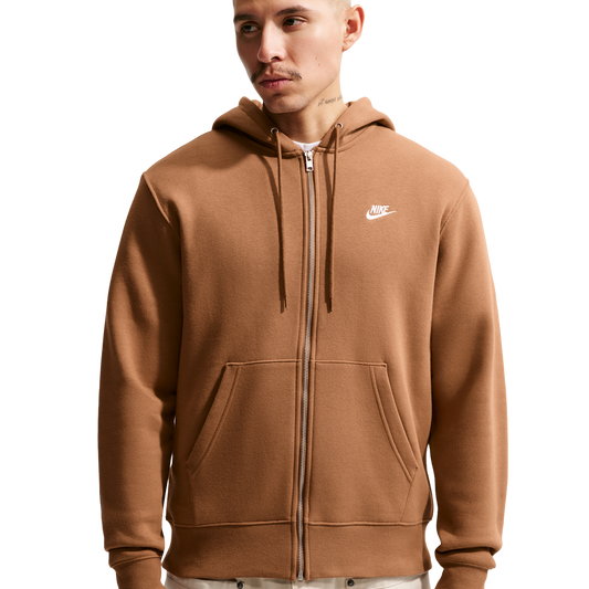 Nike Club Full-Zip Hoodie - Men's - White/Ale Brown/Ale Brown