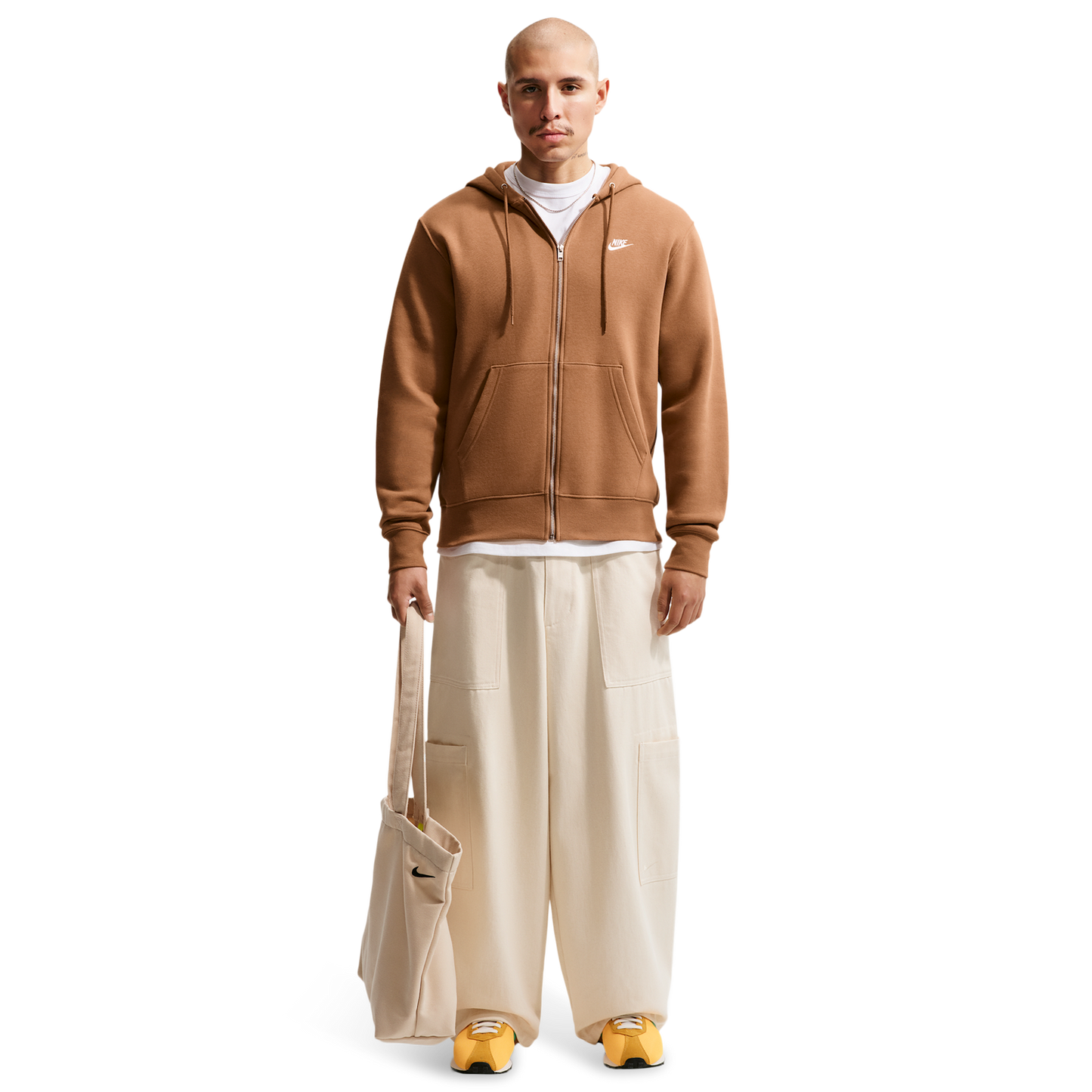 Nike Club Full-Zip Hoodie - Men's - White/Ale Brown/Ale Brown
