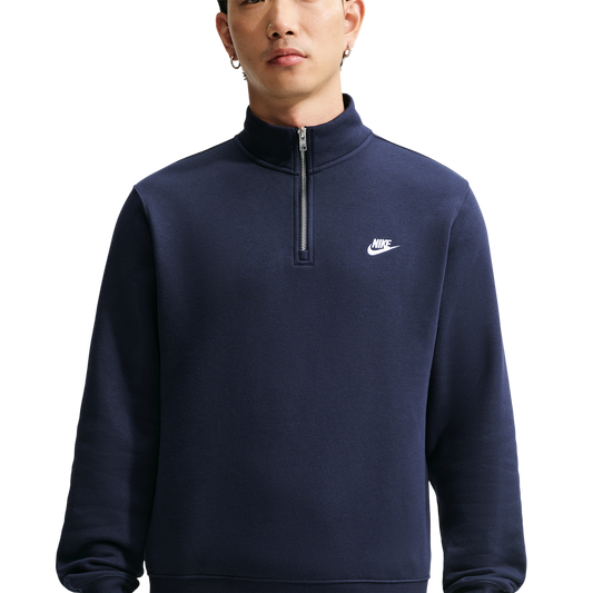Nike Club Fleece Half-Zip - Men's - Obsidian/Obsidian/White