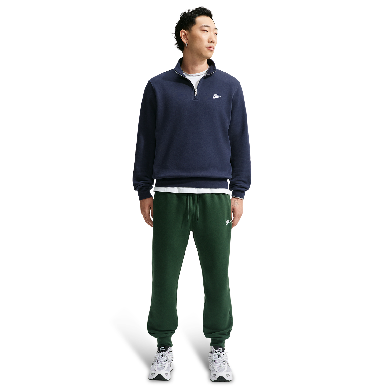 Nike Club Fleece Half-Zip - Men's - Obsidian/Obsidian/White