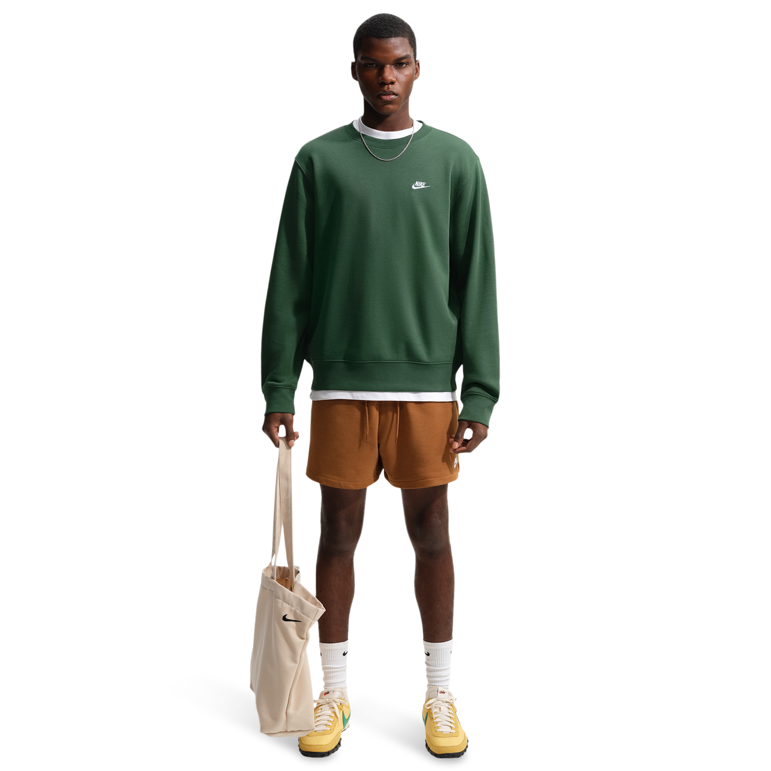 Nike Club Crew - Men's - Fir/White