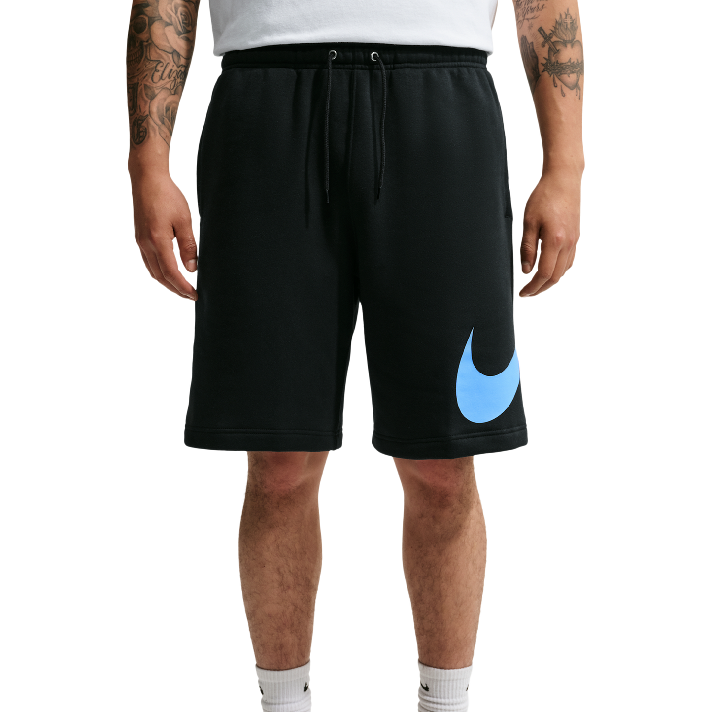 Nike Solo Swoosh Fleece Shorts - Men's - Black/Black/Football Blue
