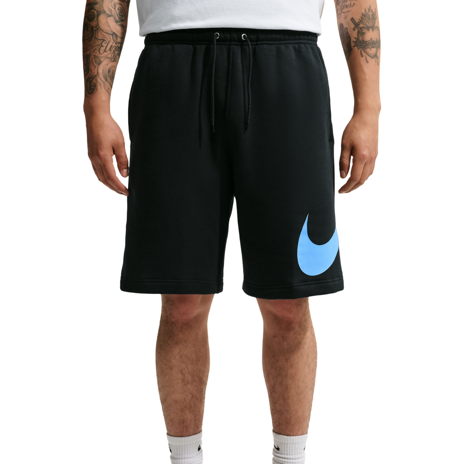 Nike Solo Swoosh Fleece Shorts - Men's - Black/Black/Football Blue