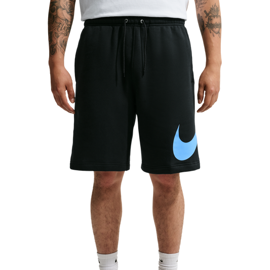 Nike Solo Swoosh Fleece Shorts - Men's - Black/Black/Football Blue