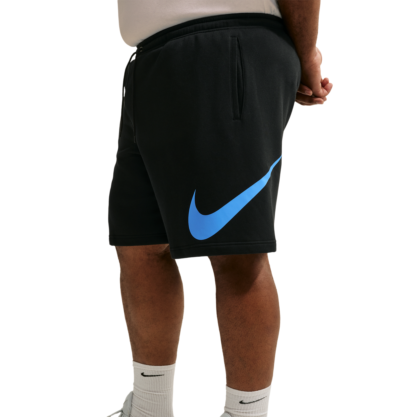Nike Solo Swoosh Fleece Shorts - Men's - Black/Black/Football Blue