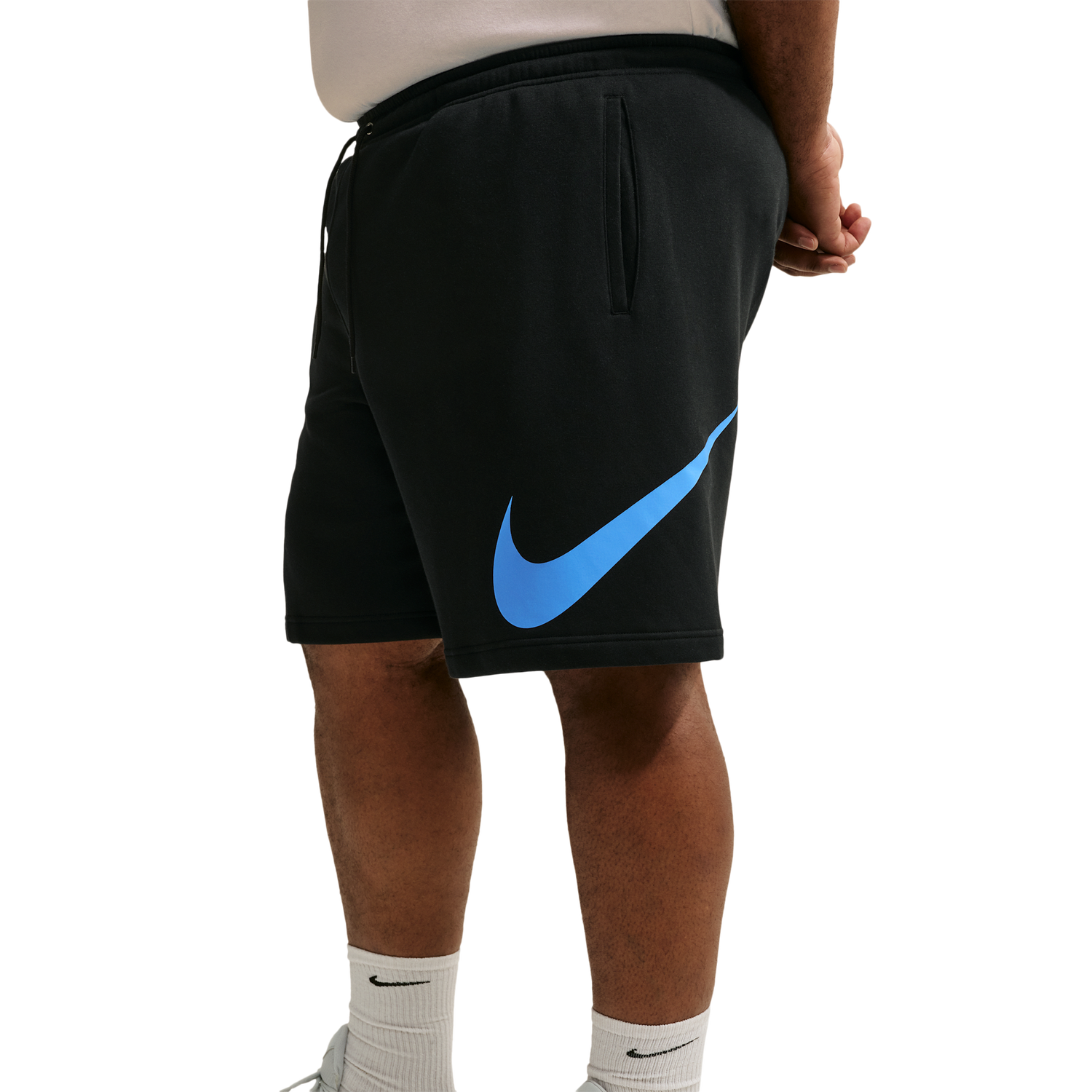 Nike Solo Swoosh Fleece Shorts - Men's - Black/Black/Football Blue