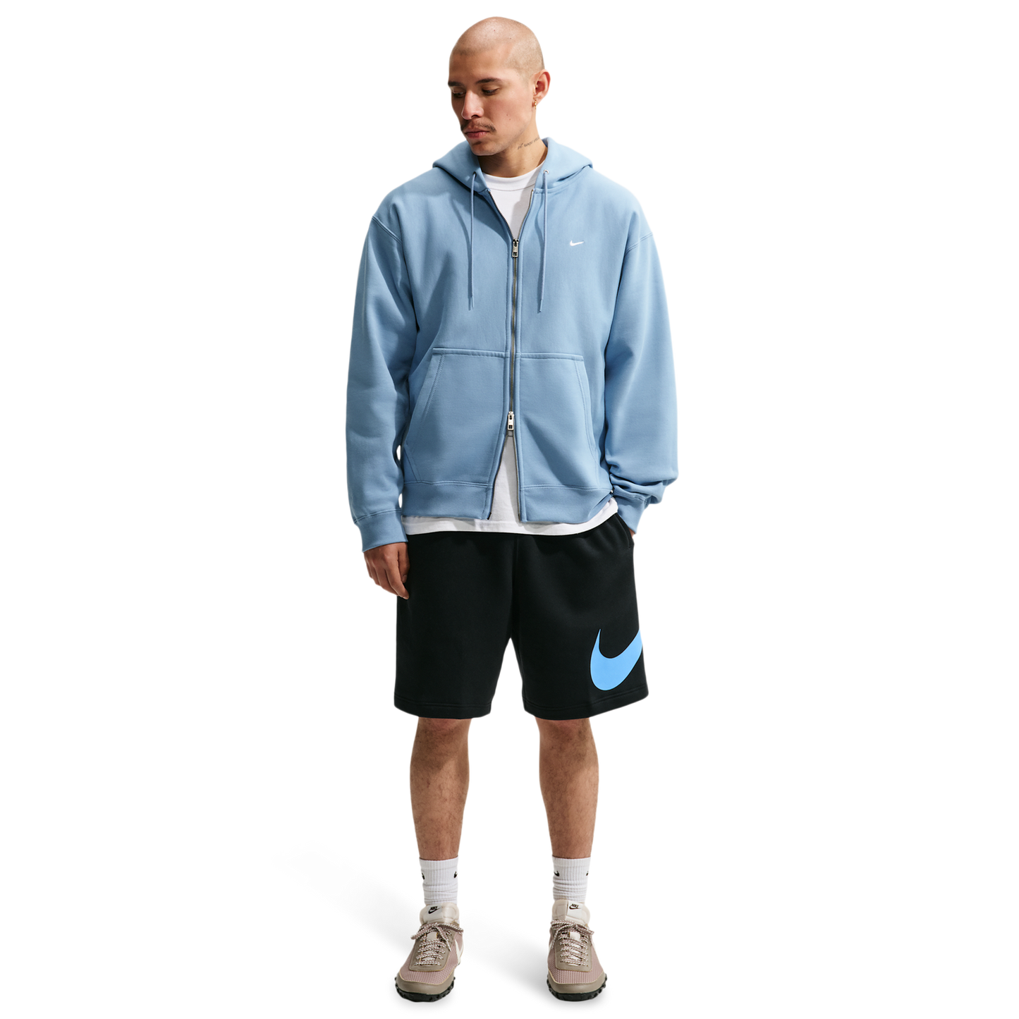 Nike Solo Swoosh Fleece Shorts - Men's - Black/Black/Football Blue