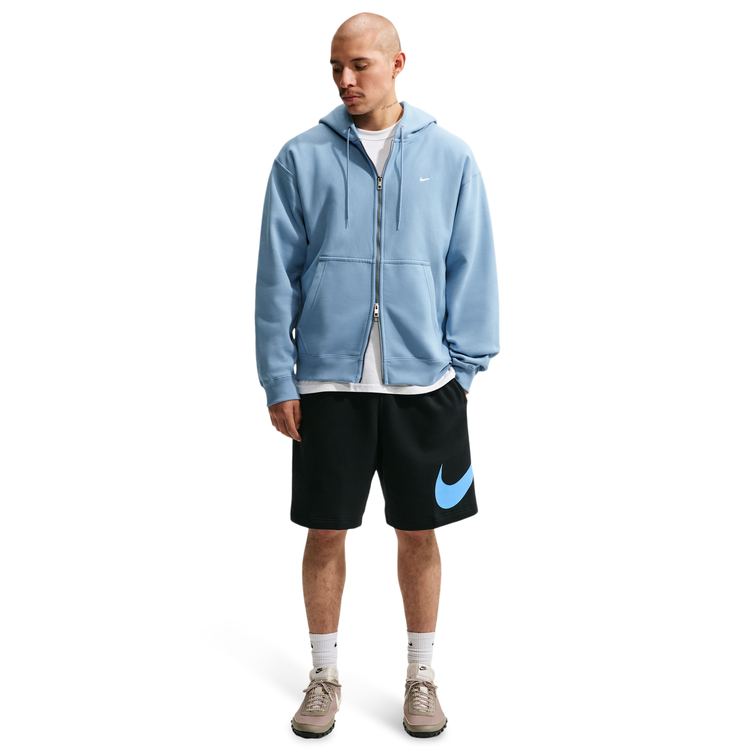 Nike Solo Swoosh Fleece Shorts - Men's - Black/Black/Football Blue